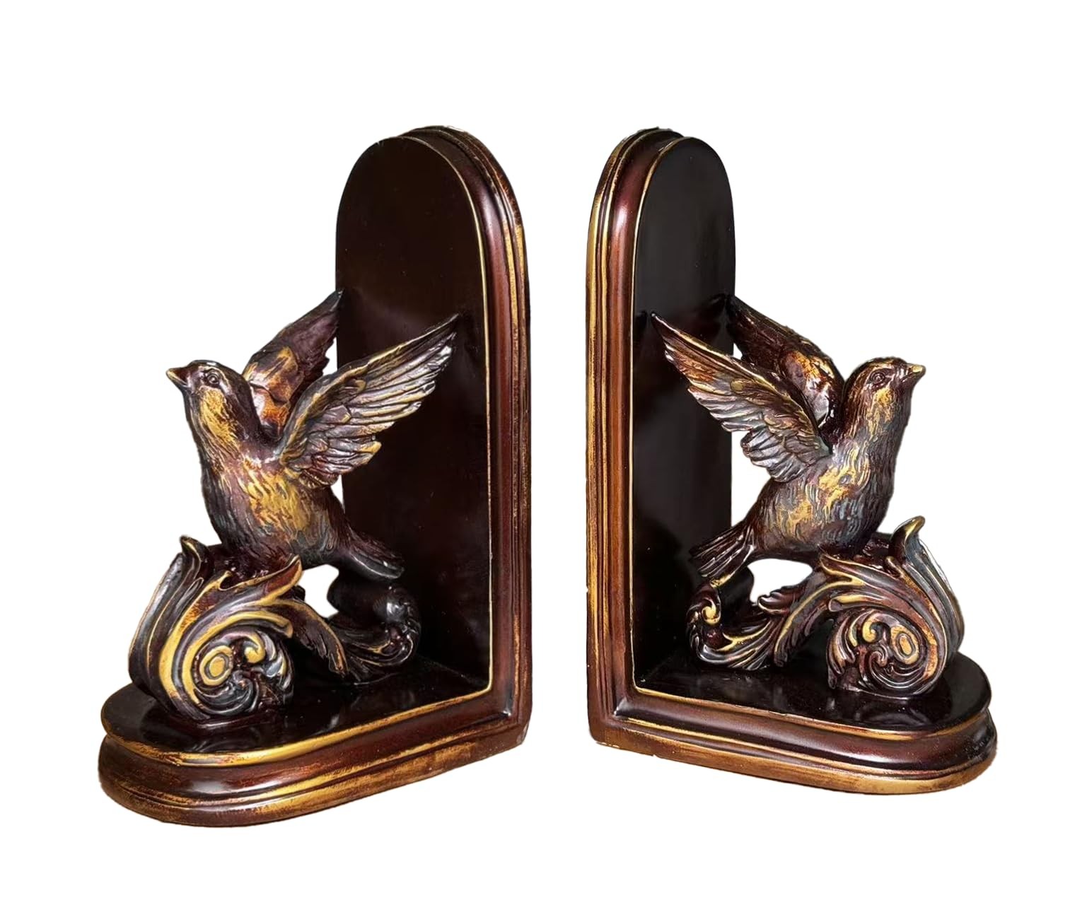 ifreeside Set of 2 Vintage Resin Bird Bookends - Bronze Bird