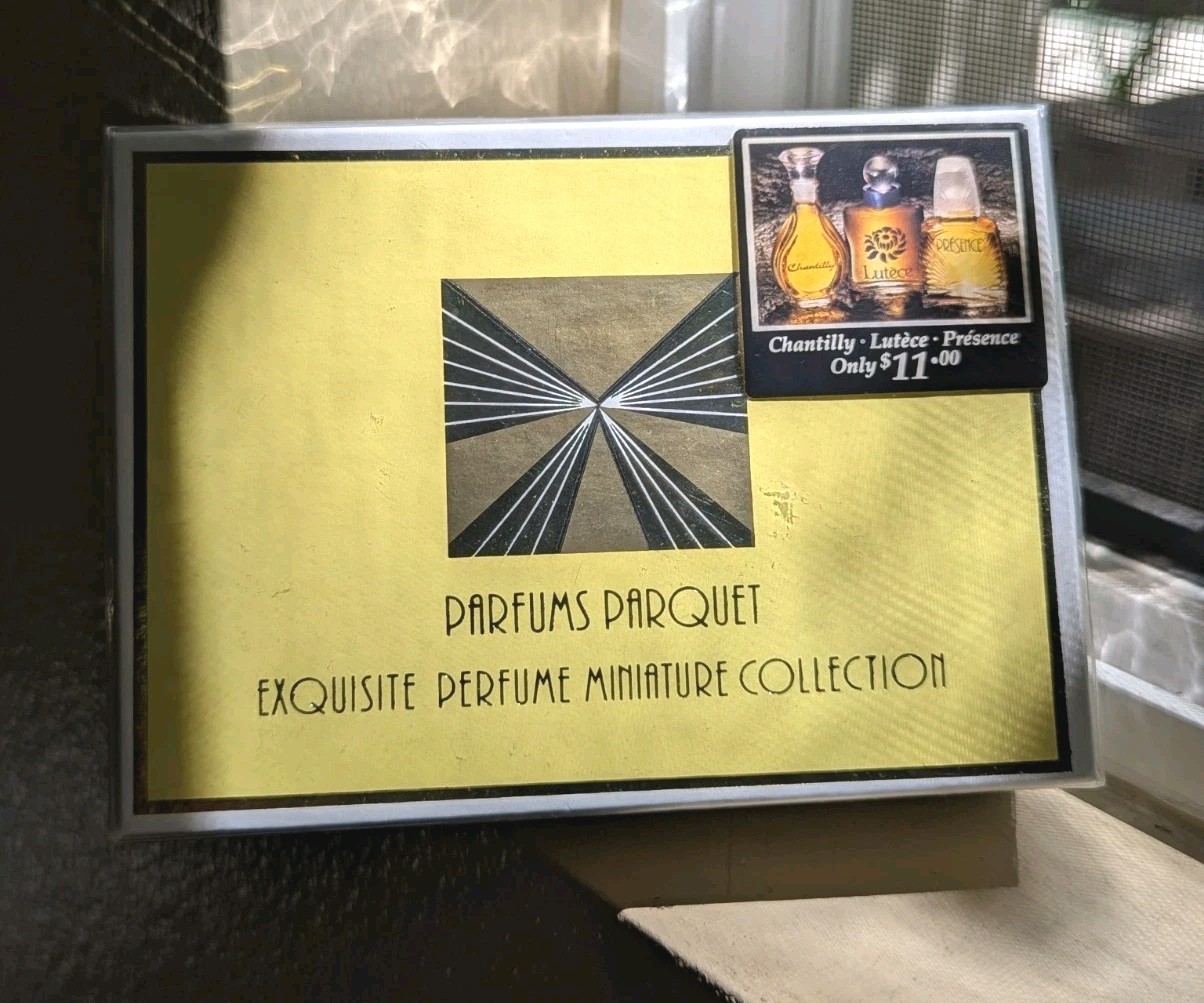 VINTAGE PARFUMS PARQUET MINIATURE PERFUMES CHANTILLY PRESENCE LUTECE 88' Sealed