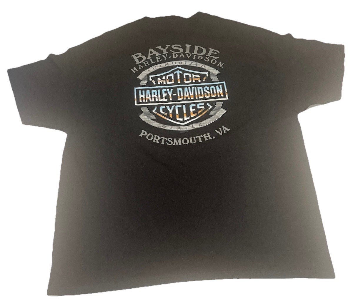 Harley Davidson Bayside Portsmouth VA Men’s 2XL Black Graphic Shirt New