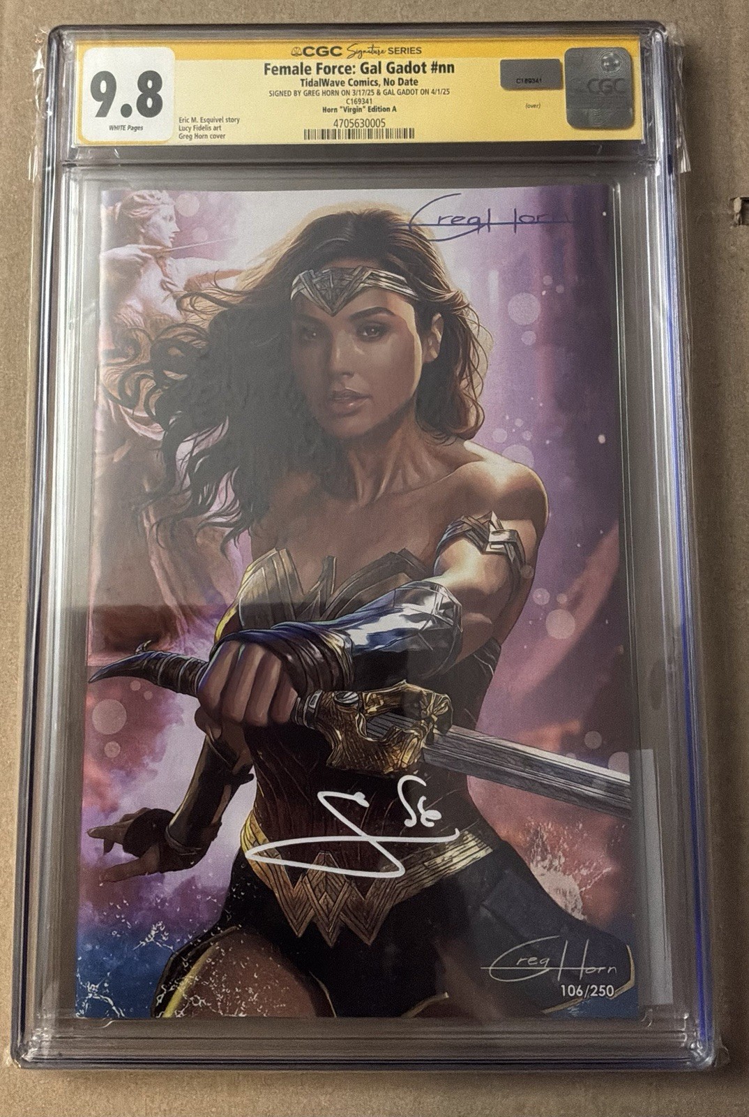 Female Force: Gal Gadot #nn (2025) Tidal Wave CGC 9.8 Greg Horn Gal Gadot Signed
