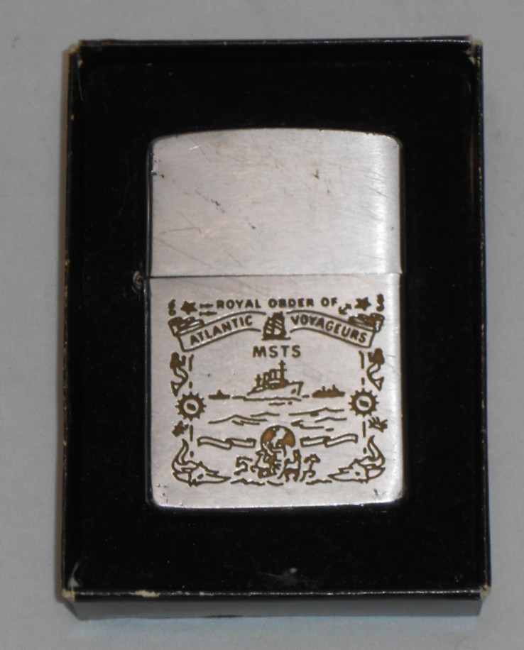 Vintage Zippo MSTS Royal Order Atlantic Voyageurs 1950\'s 2517191 Chrome Lighter