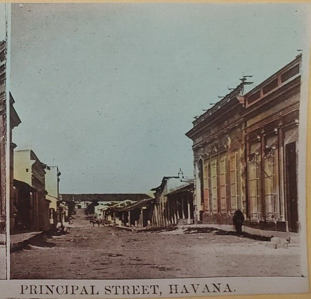 Principal Street, Havana, Cuba, c1900's T.W. Ingersoll Stereoview Card
