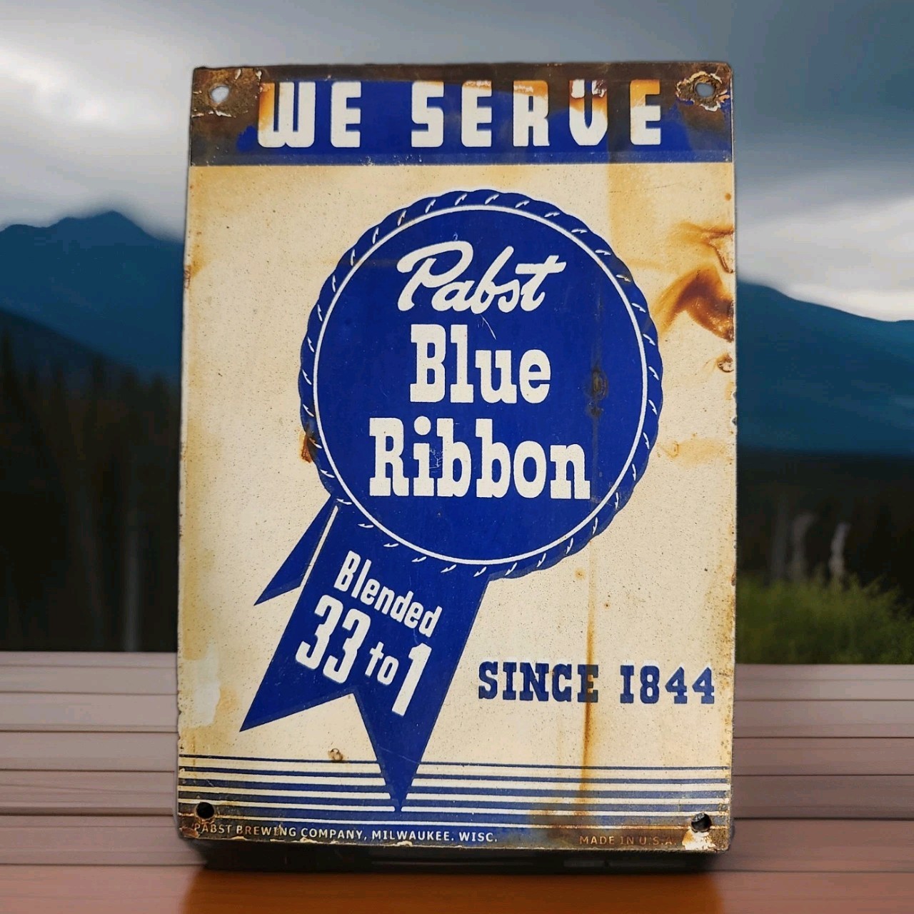 Vintage Pabst Blue Ribbon Beer Sign Porcelain Iroquois Schlitz Redtop Jax Piel's