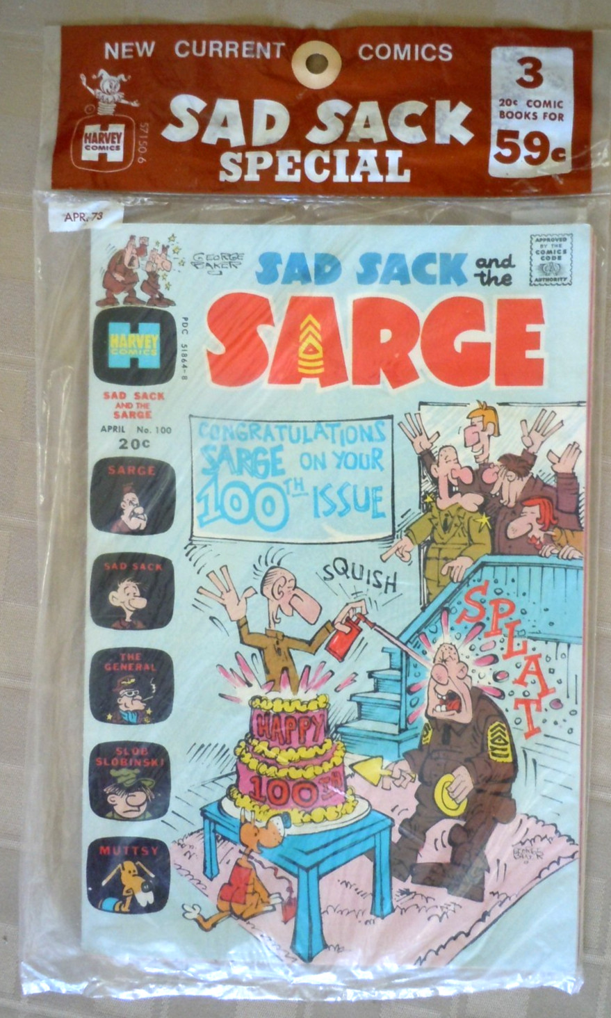HARVEY SEALED 3 MULTI-PACK:  NM (1973) Sad Sack World #42, Sad Sack & Sarge #100