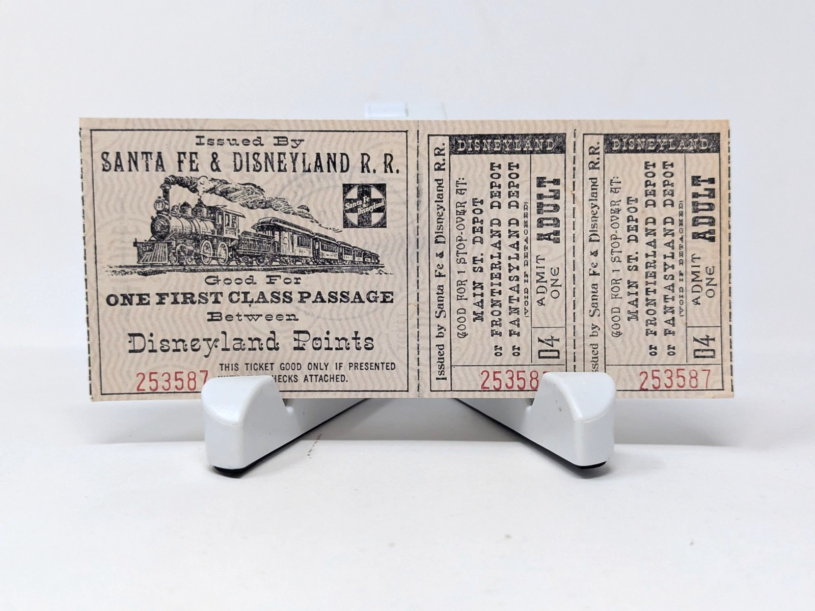 Vintage 1955 Disneyland Santa Fe Railroad Ticket Strip Partial 2 Stubs Ephemera