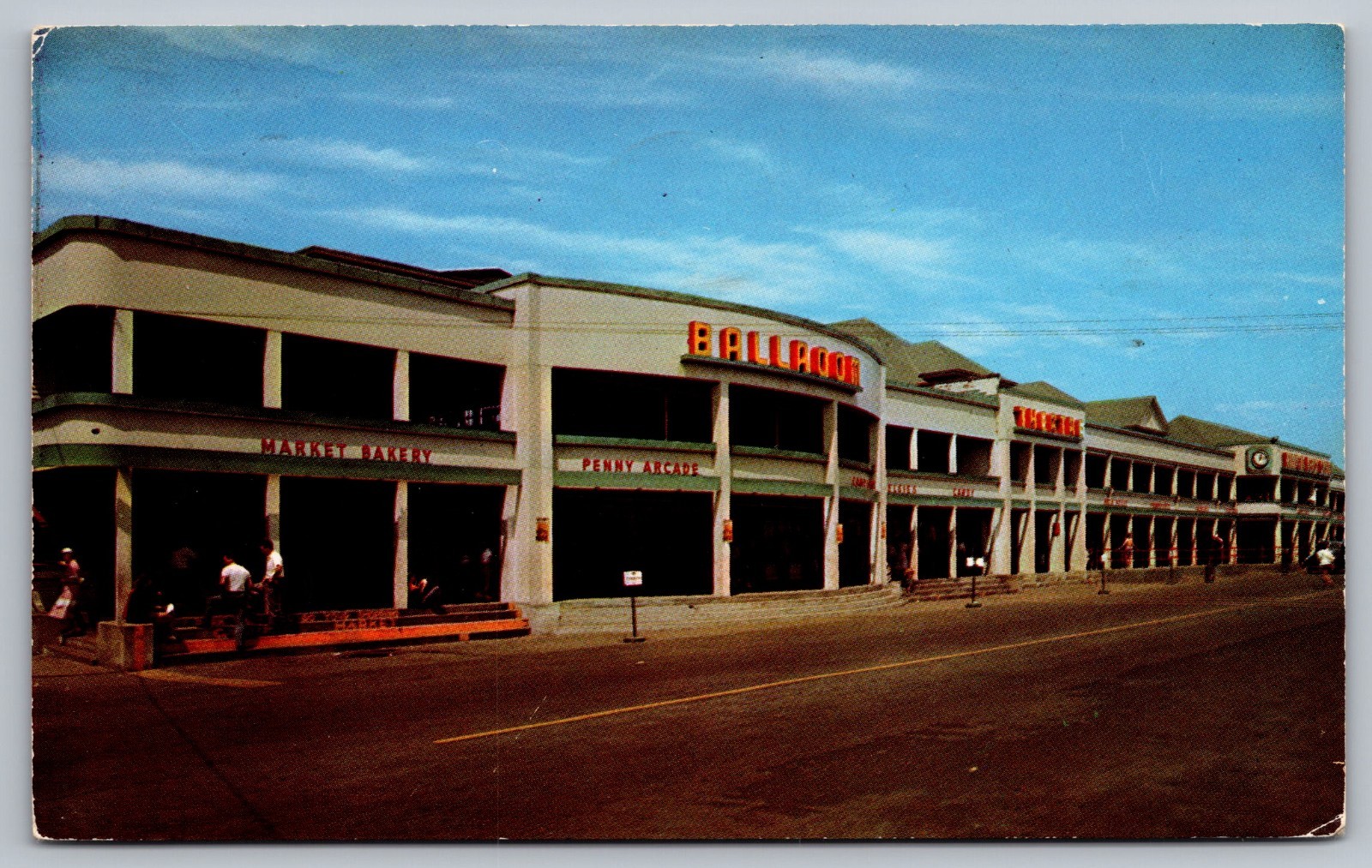 New Hampshire NH, Hampton Beach Casino, Arcade c1950s Vintage Amusement Postcard