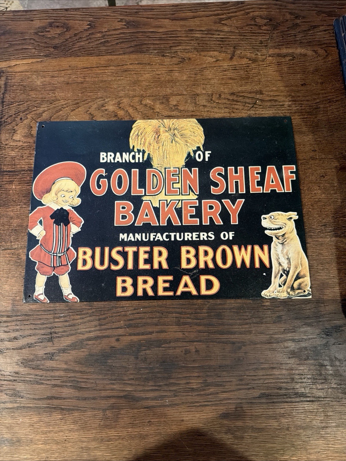 Golden Sheaf Bakery Buster Brown Bread Metal Sign 16x11 AR3