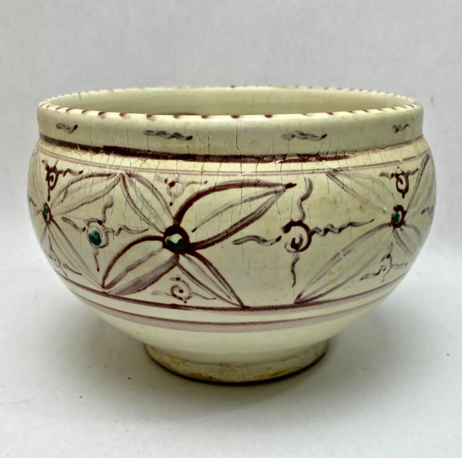 Chinese Cizhou Ware Hand Painted Vintage Floral Bowl Unmarked
