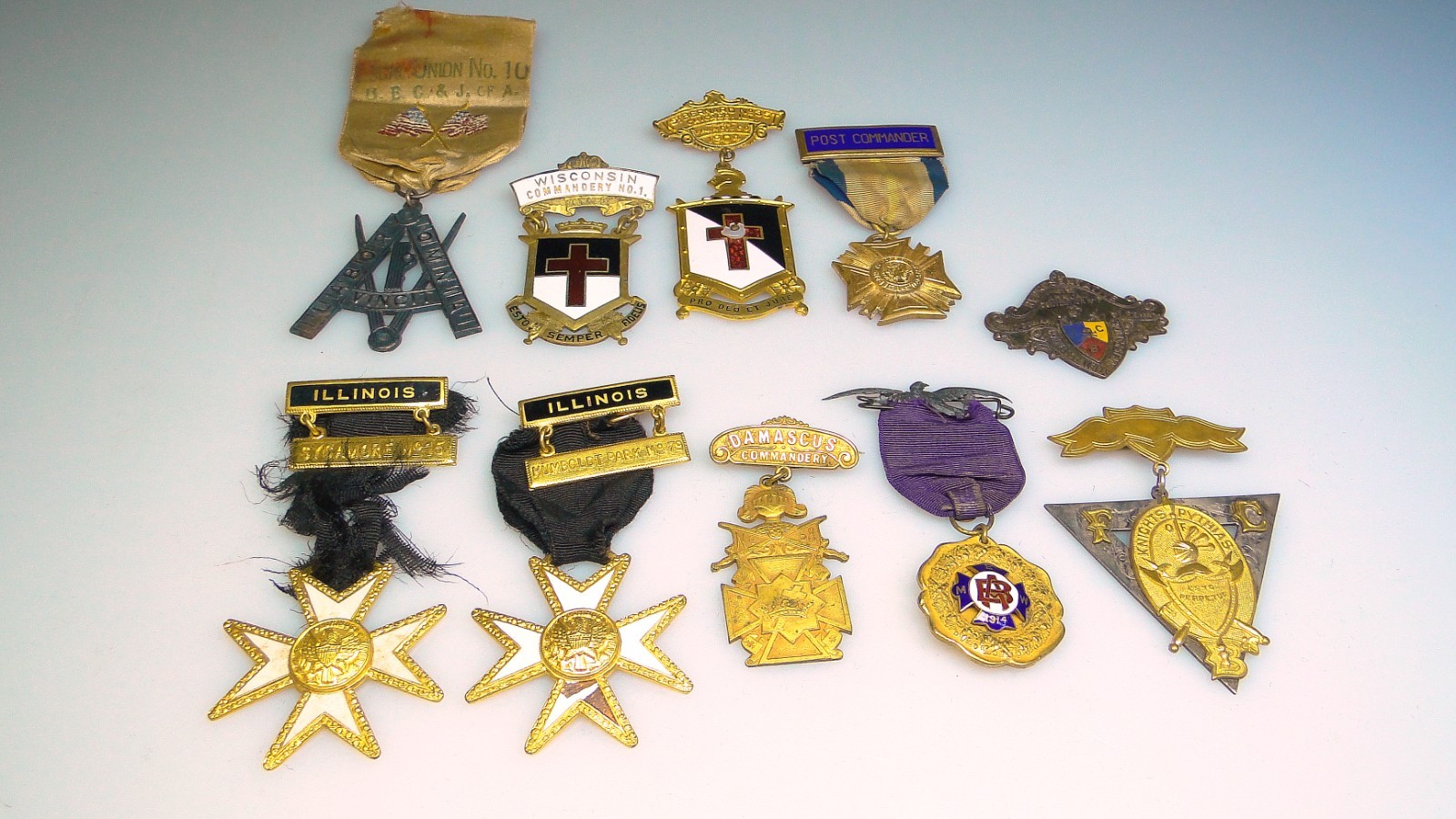 Estate Lot Vintage Lodge Knights of Columbus VFW Badges Pins Medals