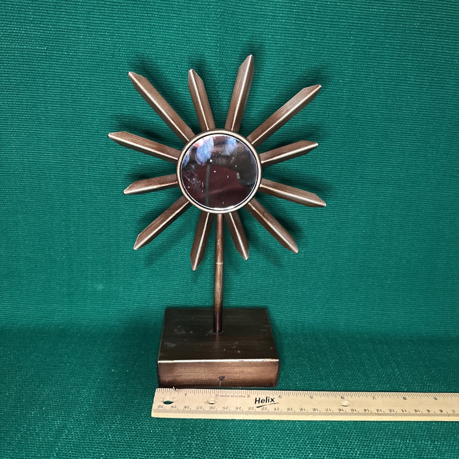 Vintage MCM Retro Metal Table Mirror Atomic Sunburst 6\