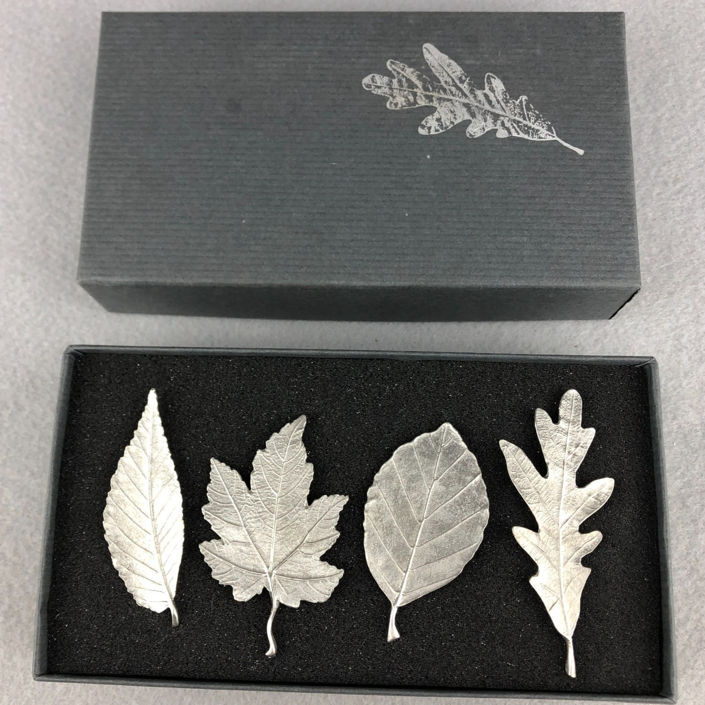 Vilmain Klinger Pewter Autumn Leaf Napkin Ring Set of 4 MIB 2011 Thanksgiving