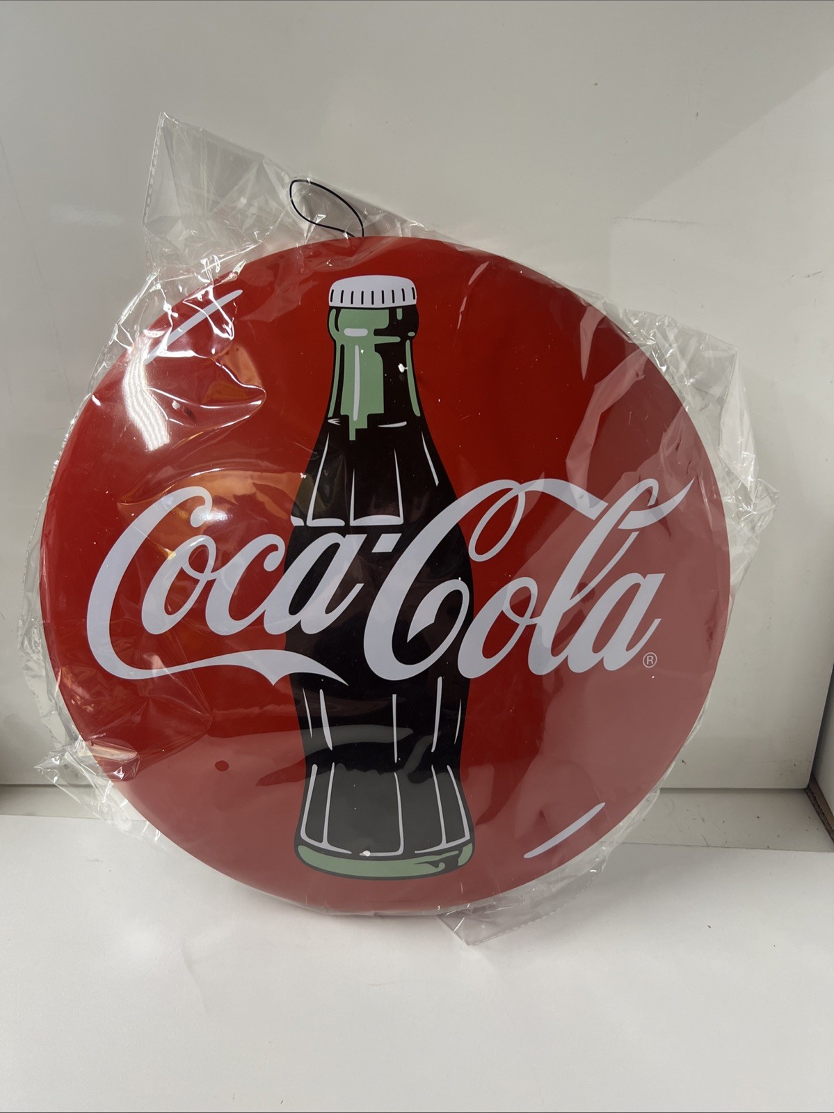 Sleek New Button Style Coca-Cola Metal Sign Office, Garage, Man Cave, Bar, Store