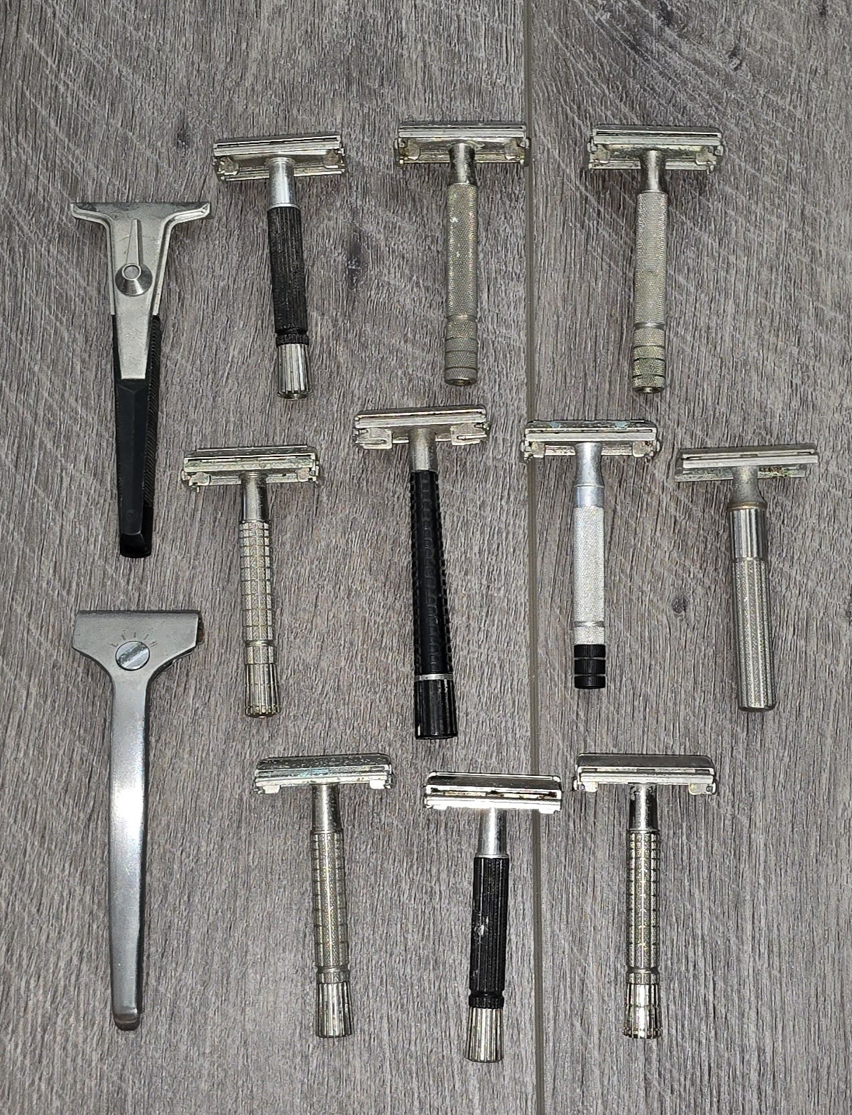 Vintage Safety Razor Lot of 12 Gillette Schick PAL TTO Double Edge Injector