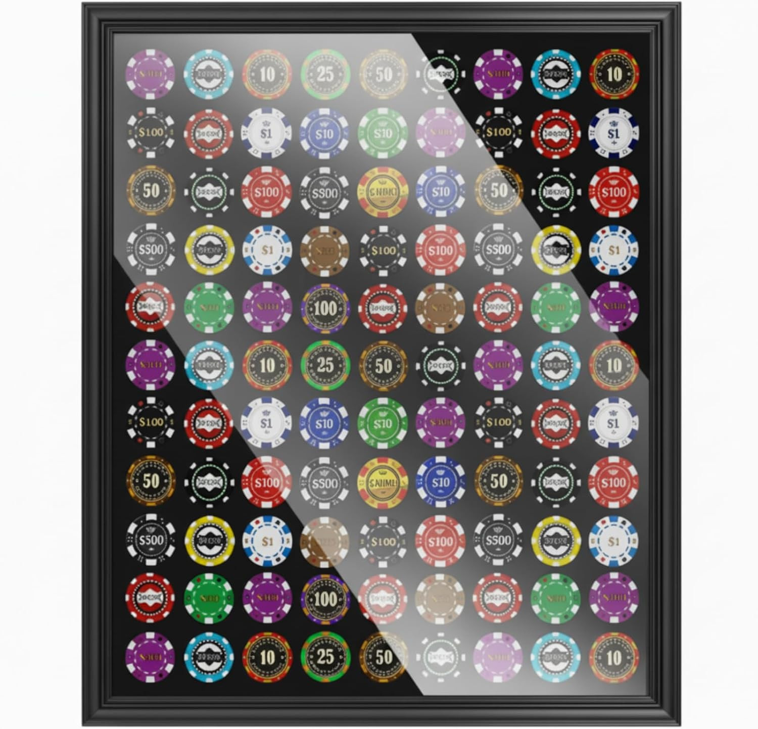 99 Poker Chip Display Case 24'' X 20'' Golf Poker Chip Holder 99 Poker Chip Display Case 24'' X 20'' Golf Poker Chip Holder