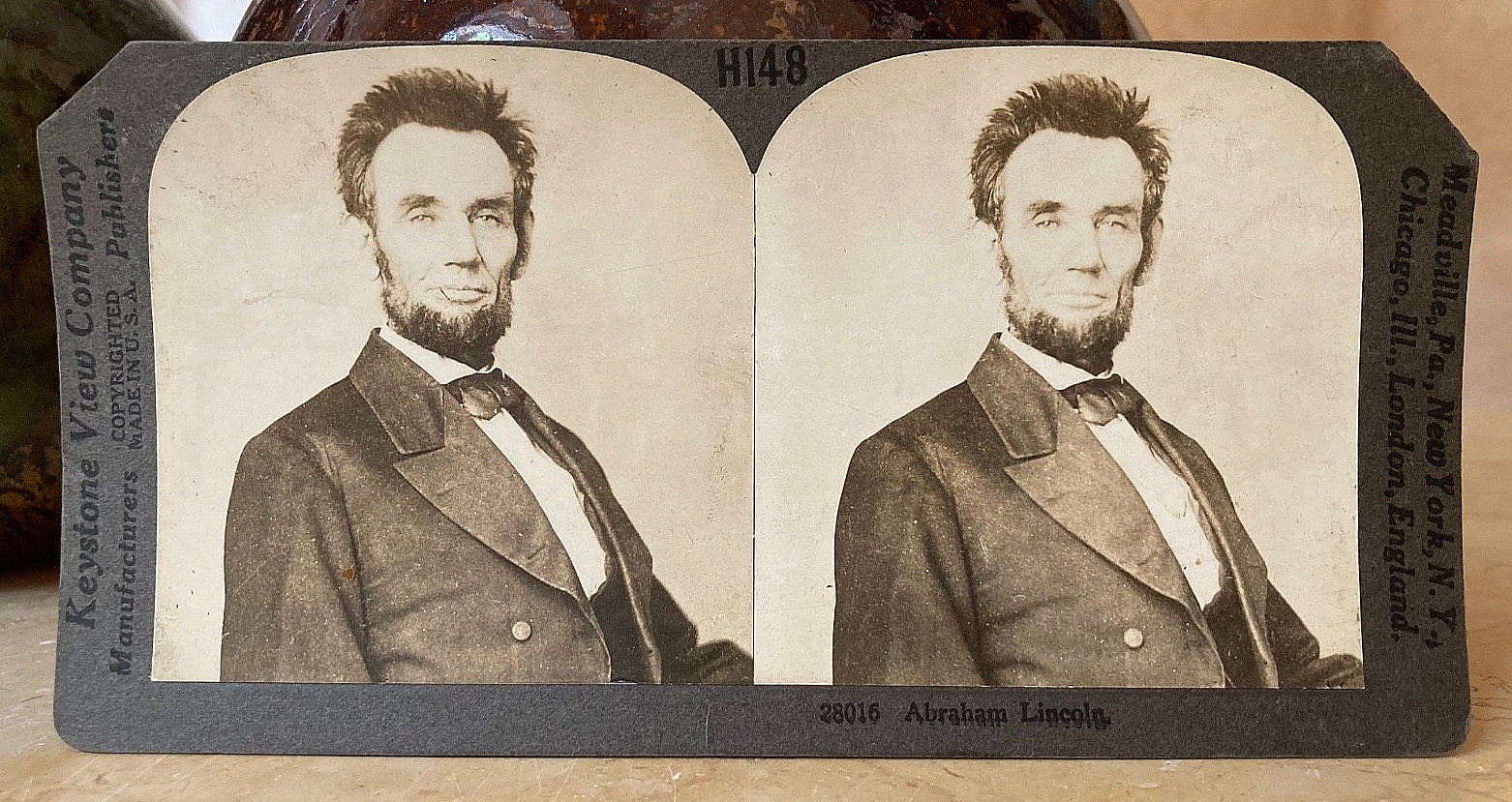 CARL SANDBURG SIGNED LINCOLN STEREOVIEW UNDERWOOD 28016 MASTER CARD AUTOGRAPH