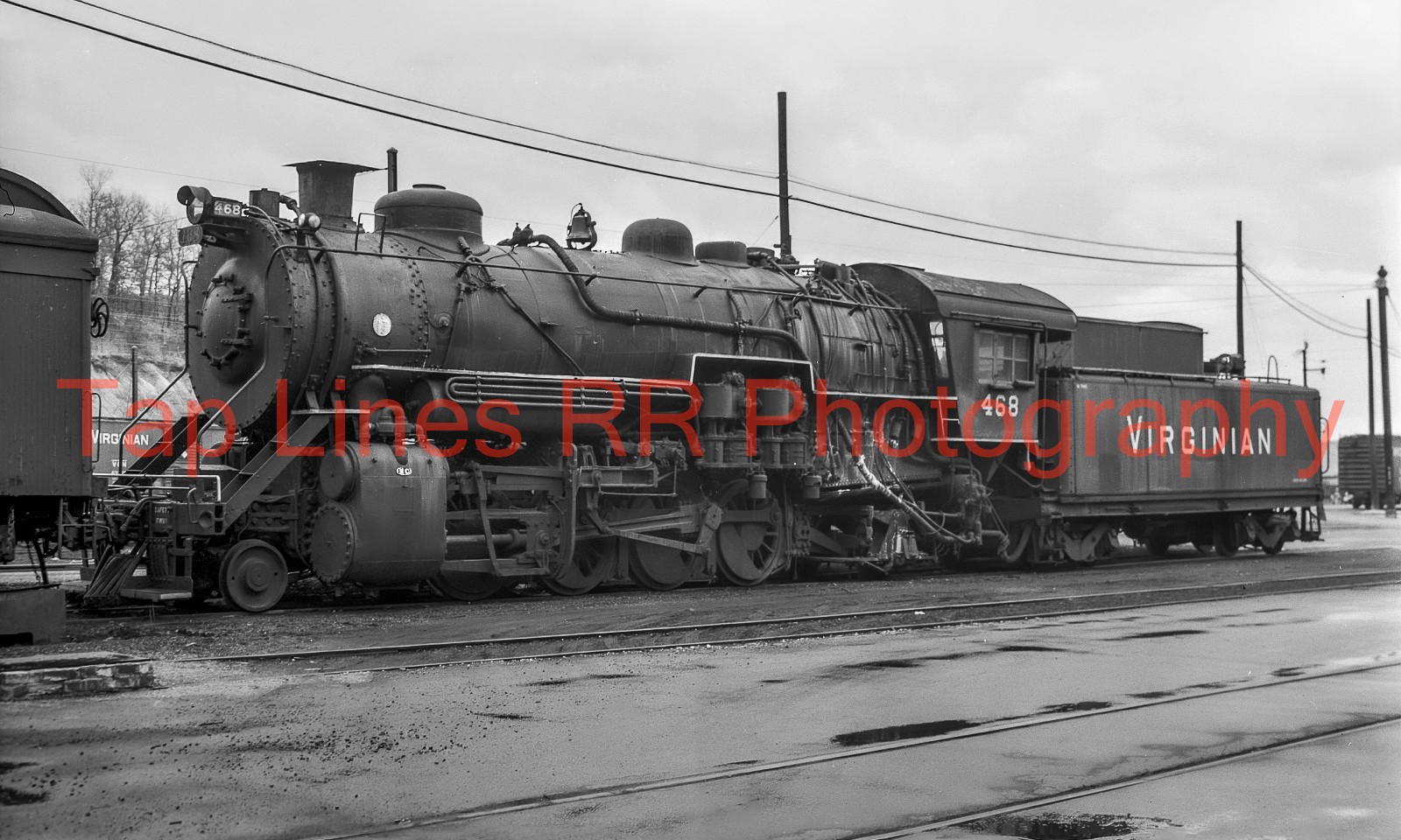 Virginian Ry  #468 2-8-2 Princeton WV 3-21-1959 New 5x8 Photo