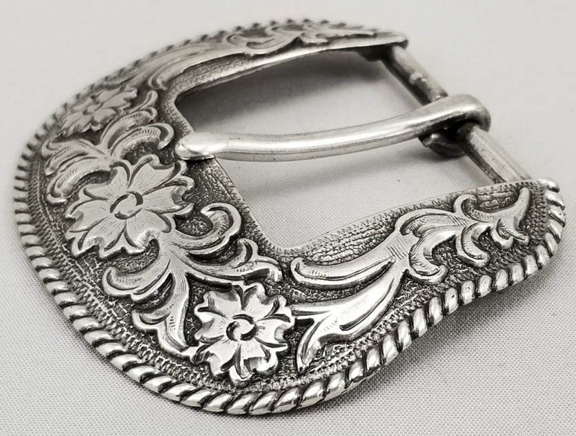 New Western Horseshoe Cowgirl Cowboy Engraved Silver-tone Belt Buckle 1 1/2