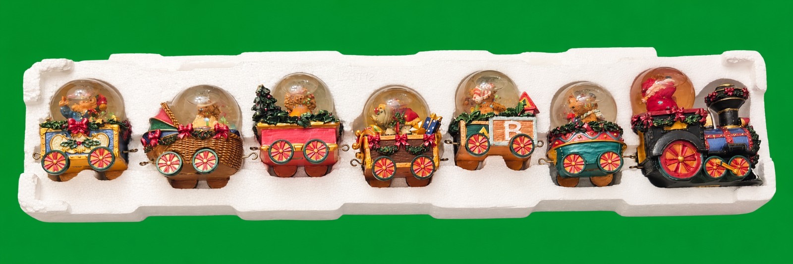 Vintage Kirkland Signature Mini Waterglobe Snow Globe Christmas Train Set 451919