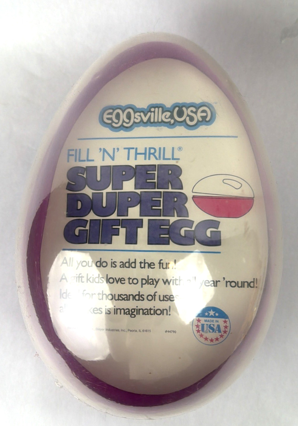 Vintage Fill N Thrill Jumbo Plastic Easter Egg 9x6 Large Sealed USA