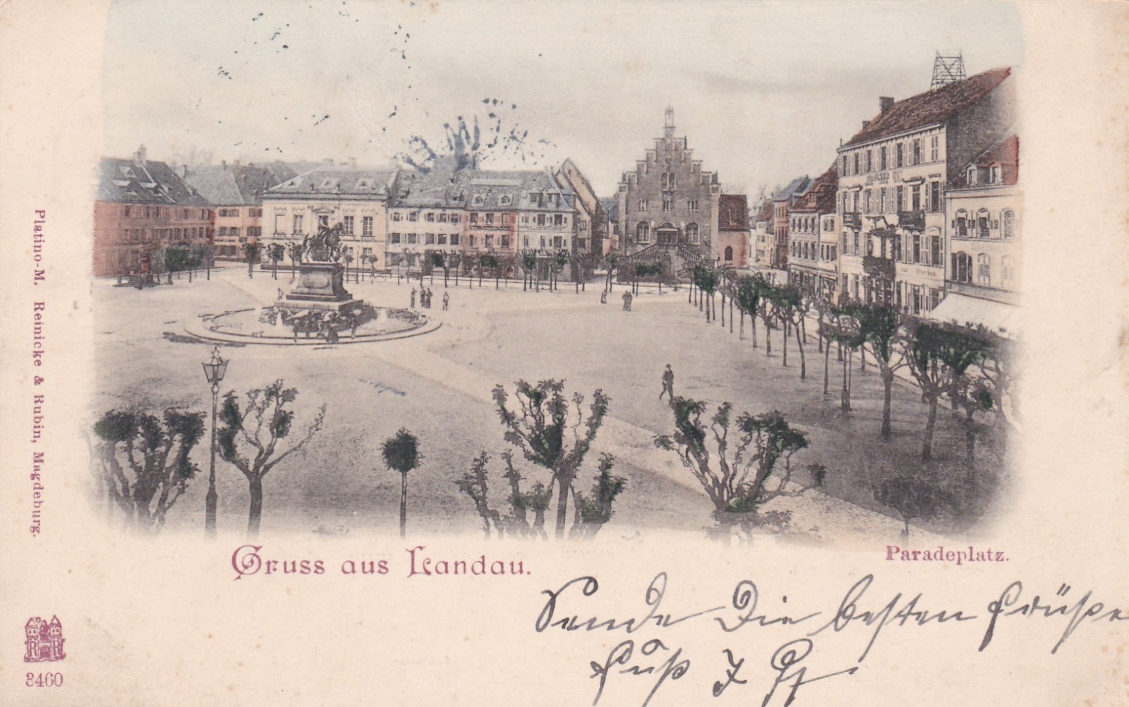 1900 Postcard German Reich Landau Greeting from Landau Paradeplatz Cityscape Building