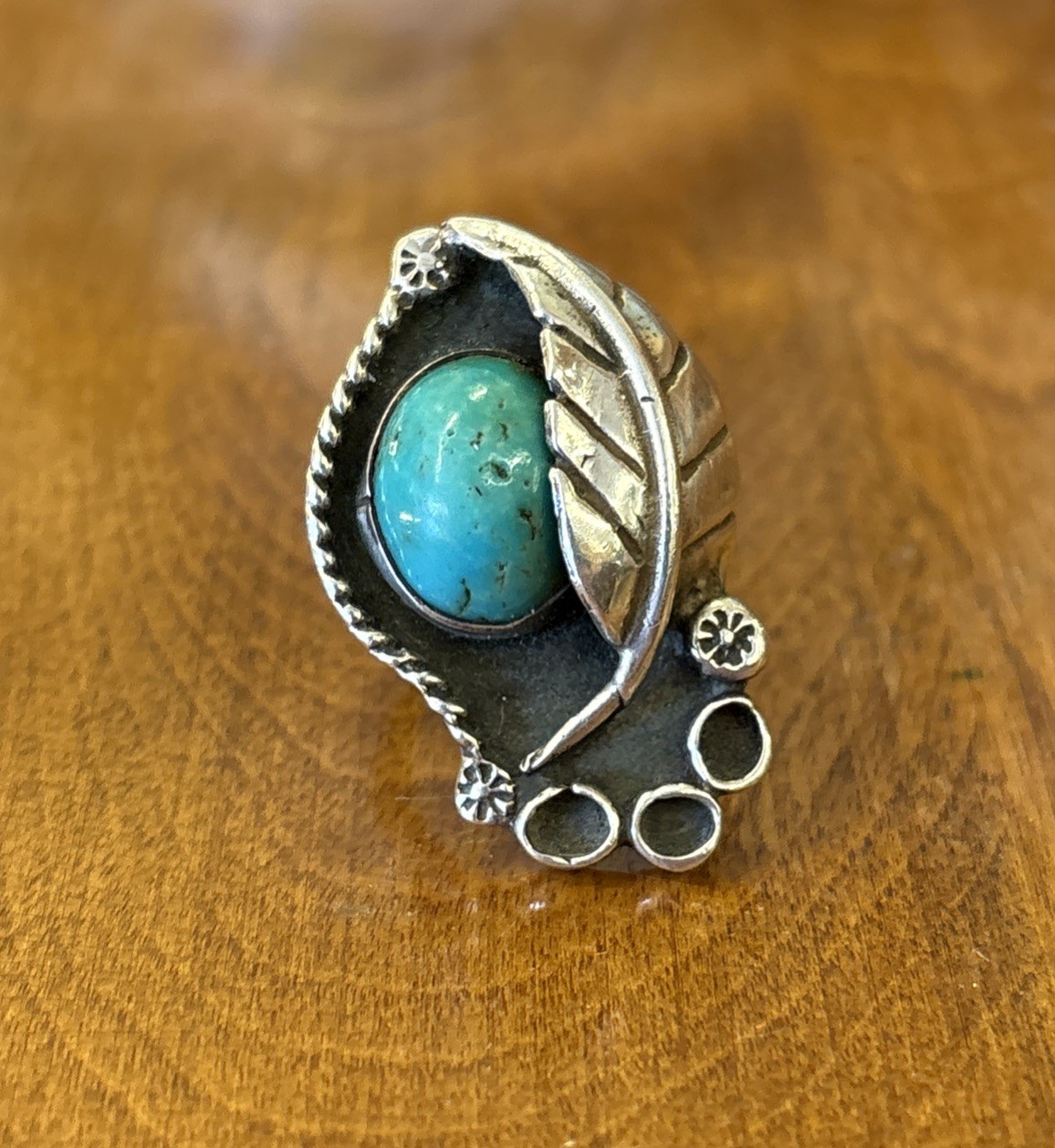 Vintage Native American Turquoise Ring Sterling Silver Navajo Ring OLD PAWN