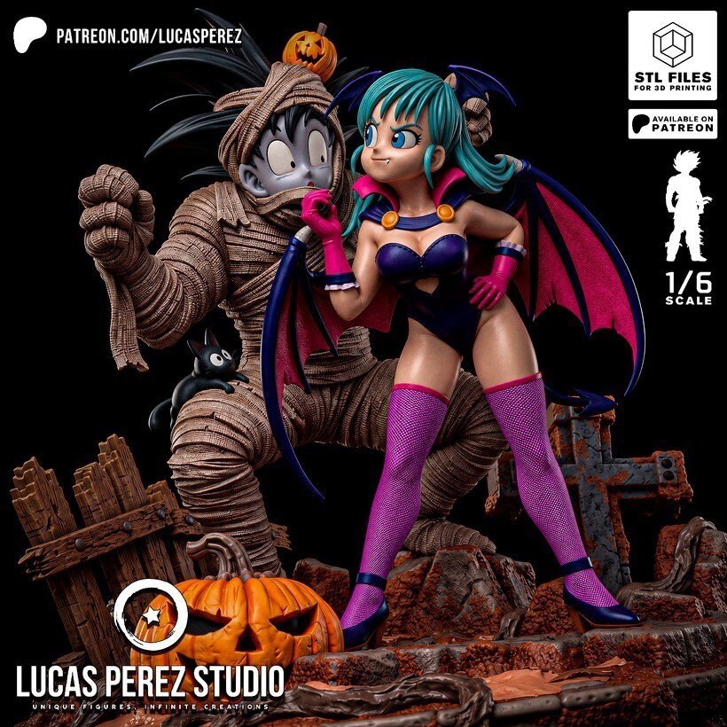 1:8 Goku & Bulma Halloween Diorama Fan Art UNPAINTED Resin Garage Kit