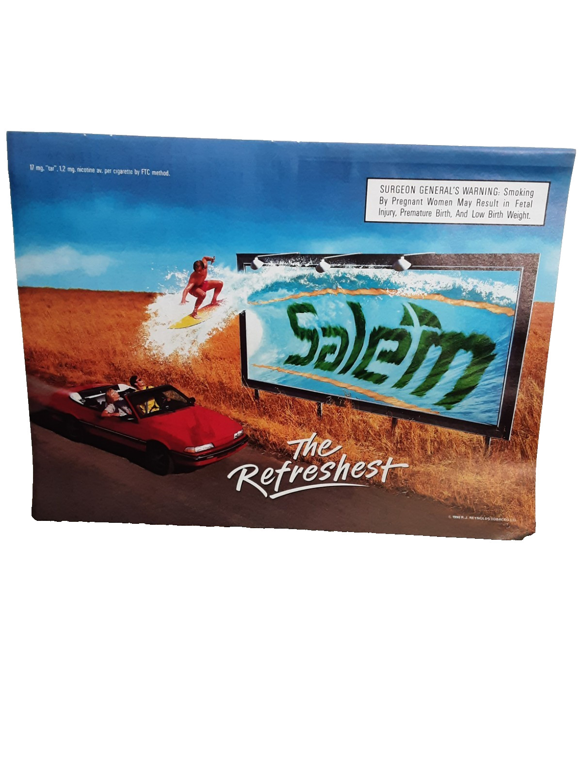 1991 Salem Surf Scene Convertible Vintage Cigarette Magazine Ad