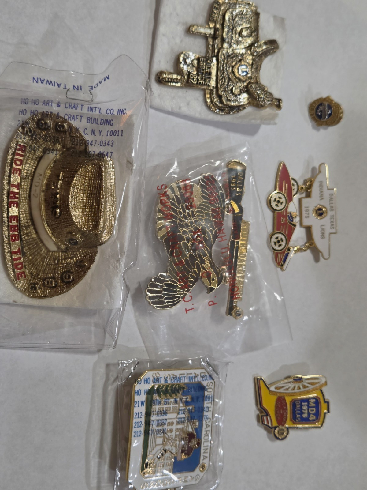 Lot of Vintage 1975 Lions Club Pins Dallas MD4 Indiana Lions Club Secretary