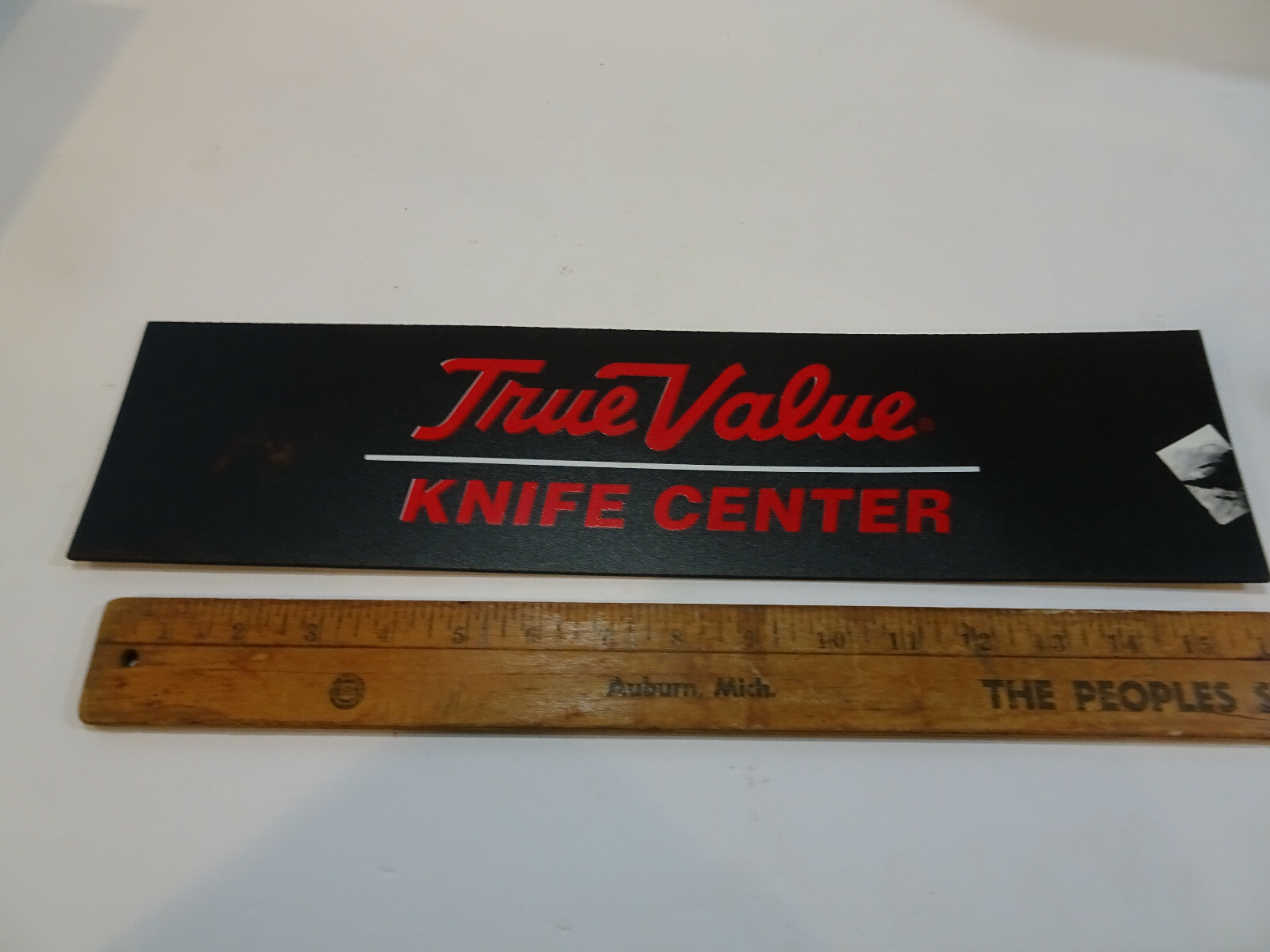 Vintage True Value Knife Center Sign Double Sided 17 x 4 inches.