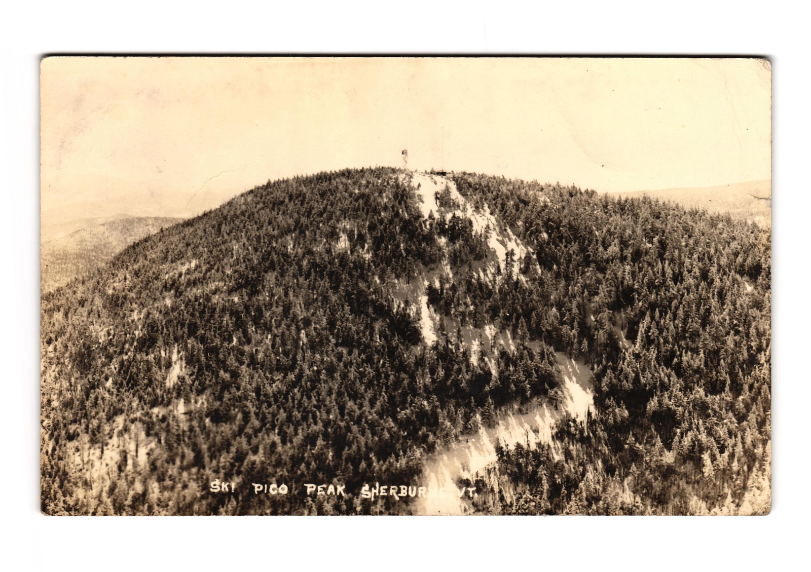 Ski Pico Peak Sherburne Vermont RPPC c1940s Postcard