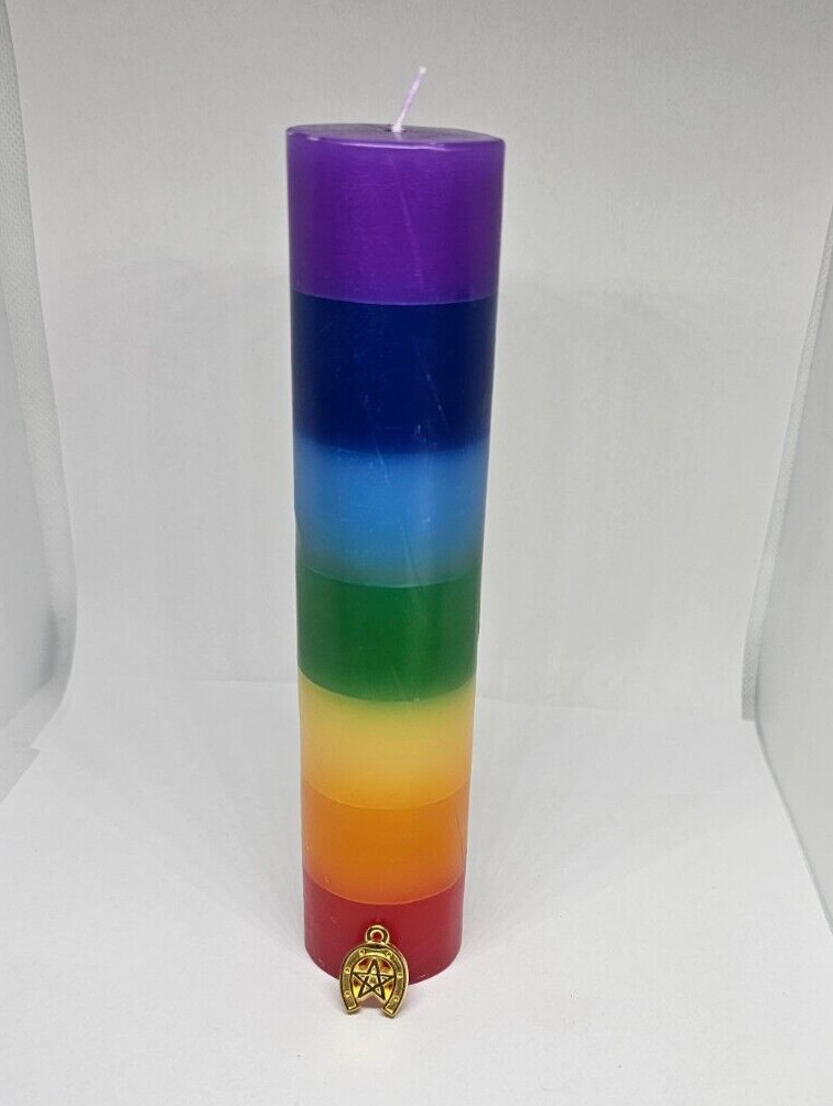 VELA 7 CHAKRAS 7 COLORES / 7 COLOR CANDLE ATRAE DINERO SUERTE PROTECCION AMOR