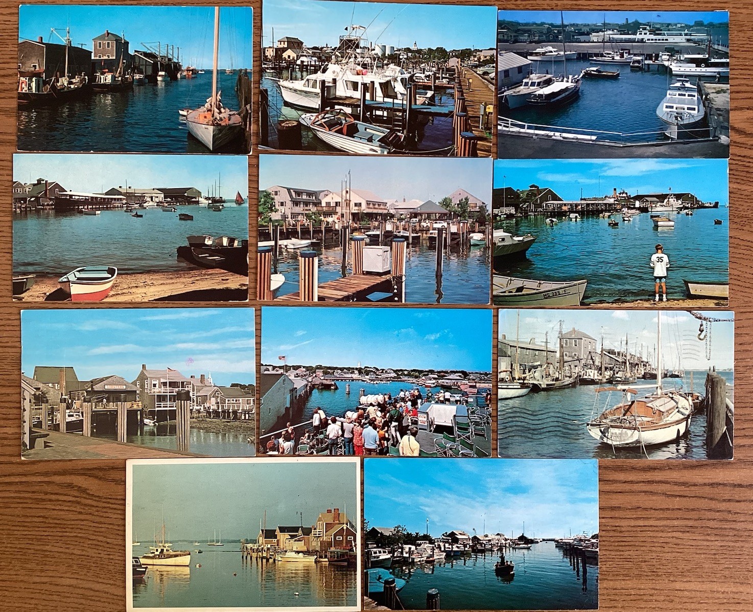 Vintage Nantucket MA Harbor, Dock, Boat Basin Postcard Lot – 11 Cards