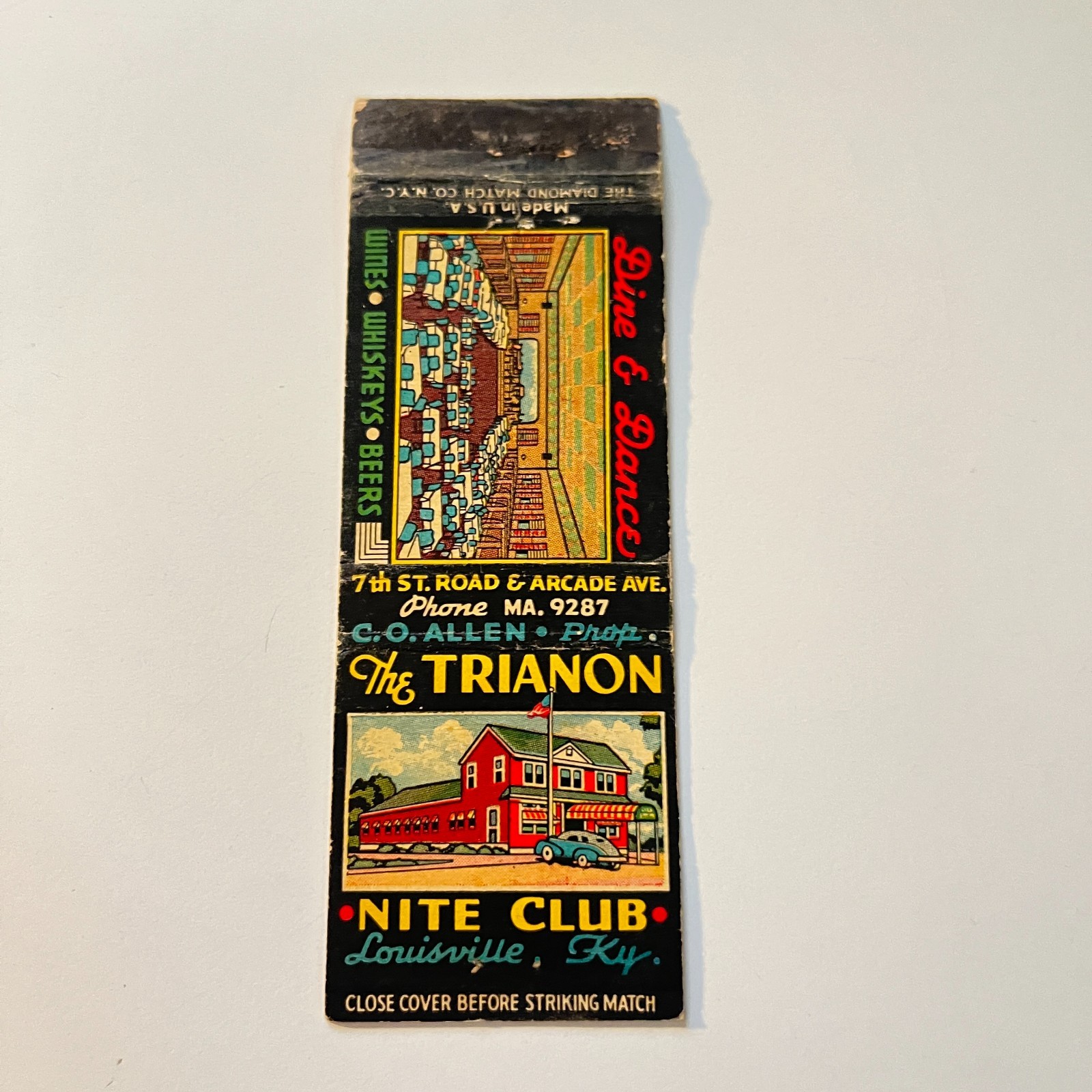 The Trianon Nite Club Louisville KY Vintage Matchbook Cover 4MB112-1