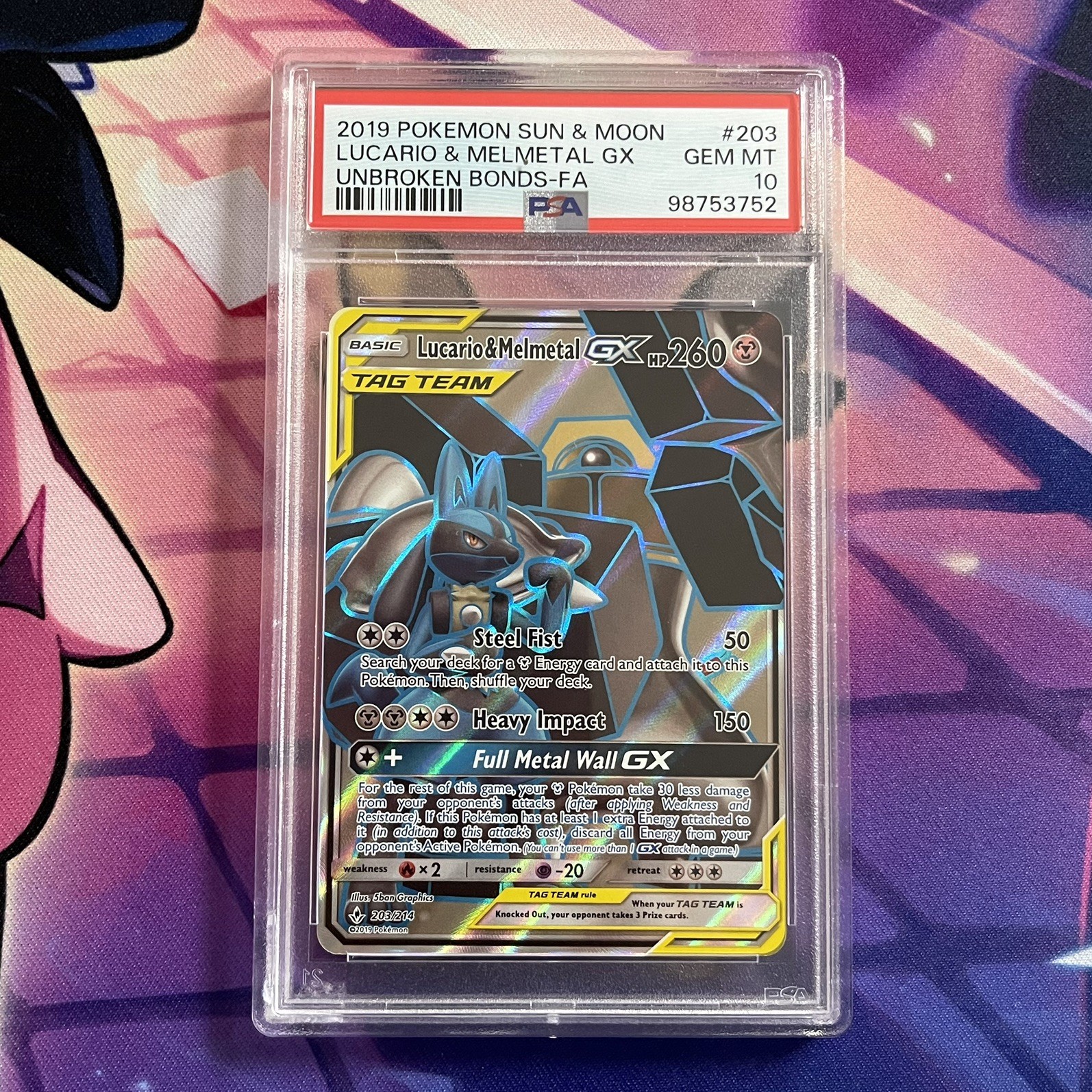 Pokemon Card | PSA 10 Lucario & Melmetal GX 203/214 Unbroken Bonds Tag Team