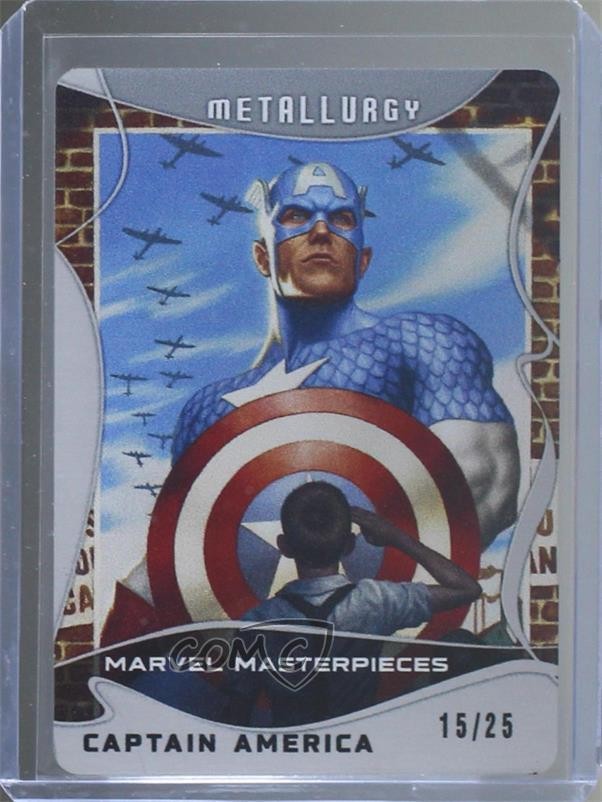 2022 Upper Deck Marvel Masterpieces Metallurgy 15/25 Captain America #90 mq5