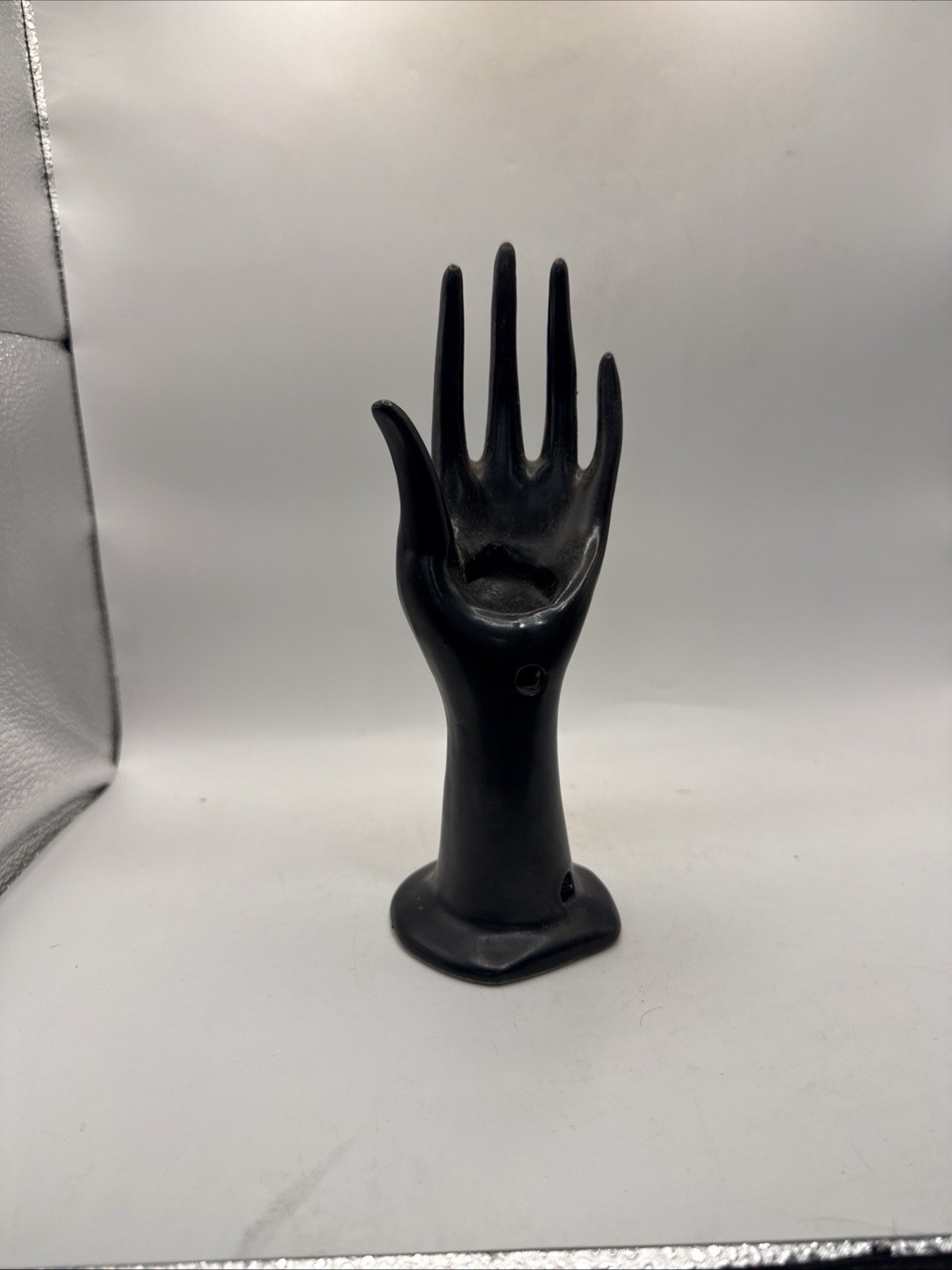 Vintage MCM Black Ceramic Hand Planter Sculpture Made in Holland 8” *
