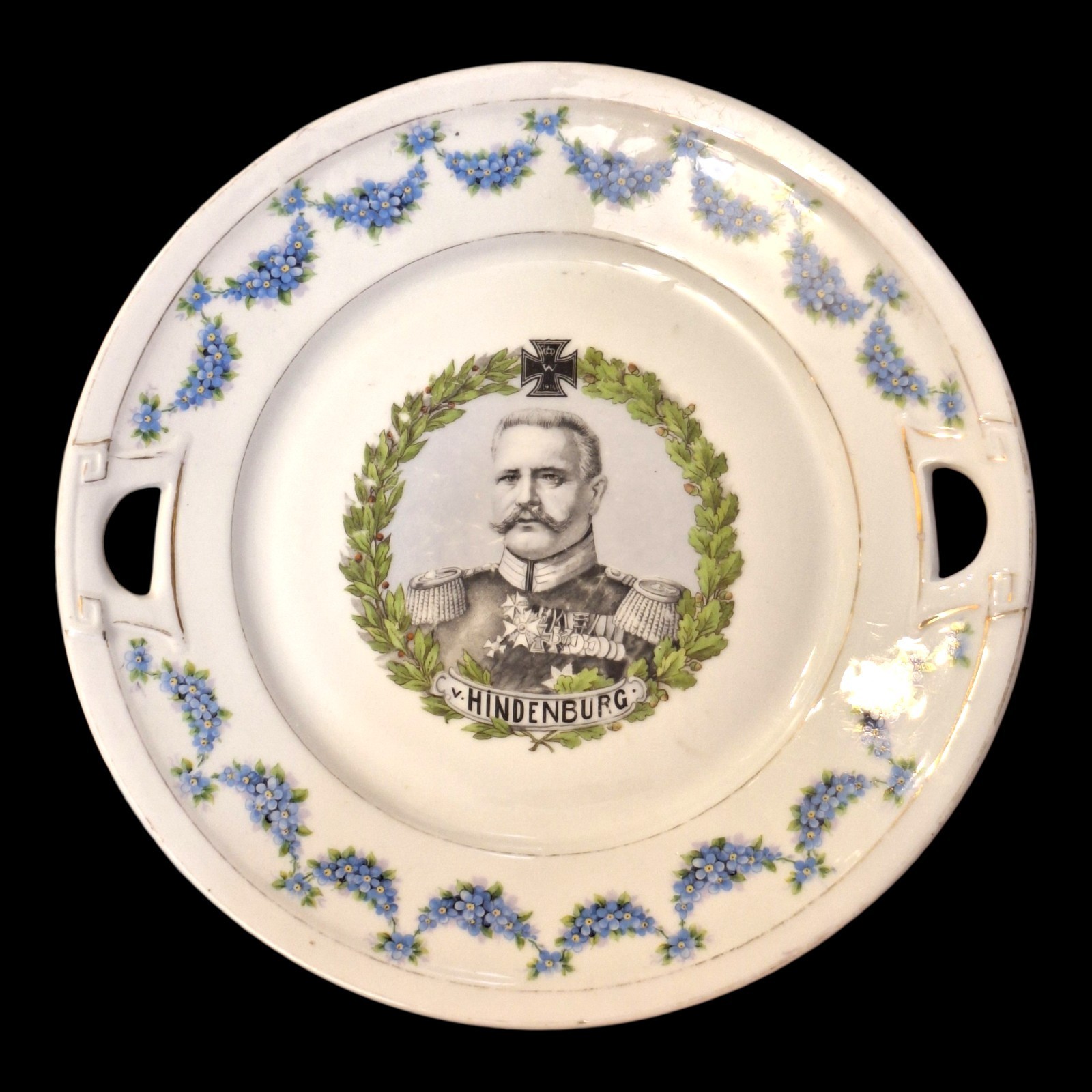 Antique WWI Hindenburg Porcelain Handled Plate Tray 10\