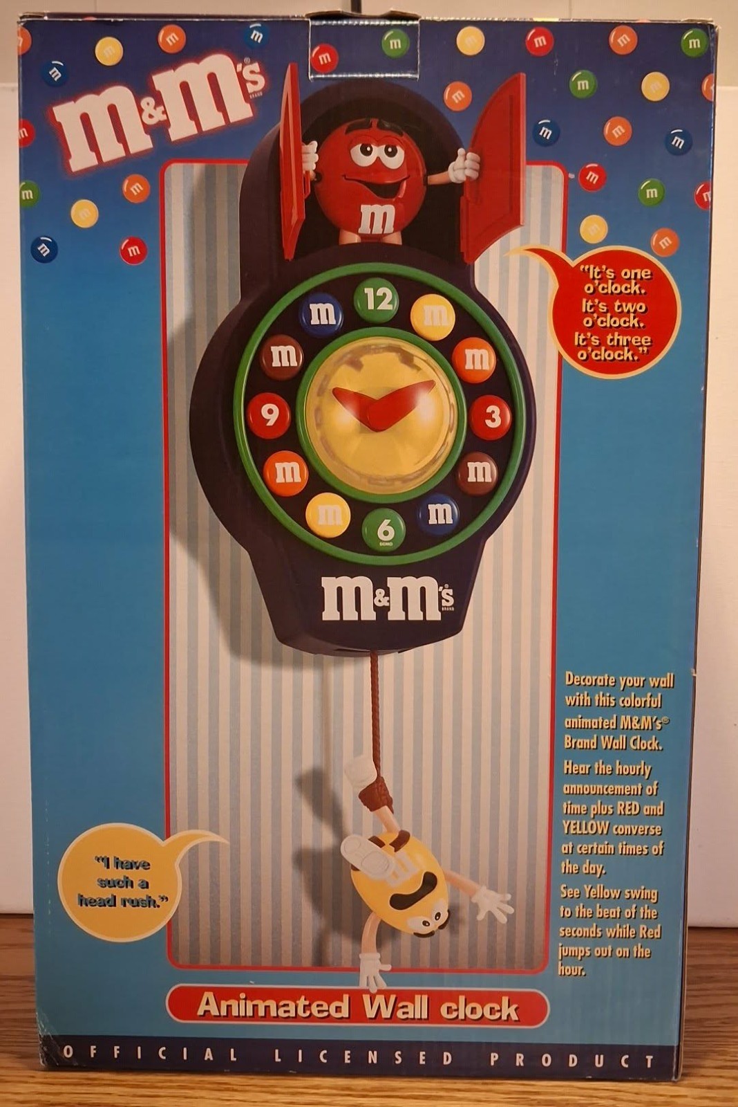 Vintage 2000 M&M's Animated Pendulum Cuckoo Wall Clock (NIB)