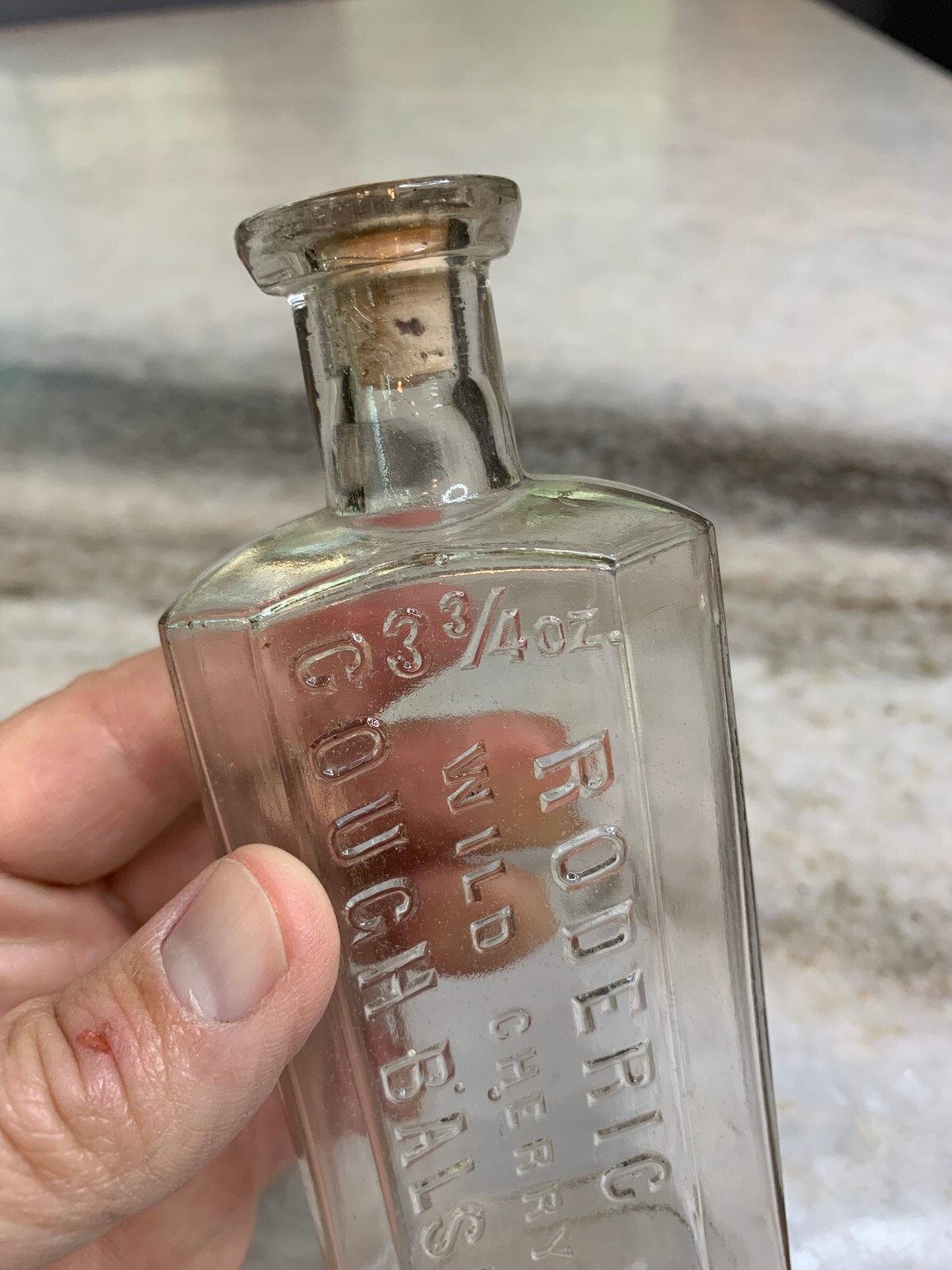 Antique Embossed RODERIC Wild Cherry Cough Balsam Quack Medicine Bottle c.1880s
