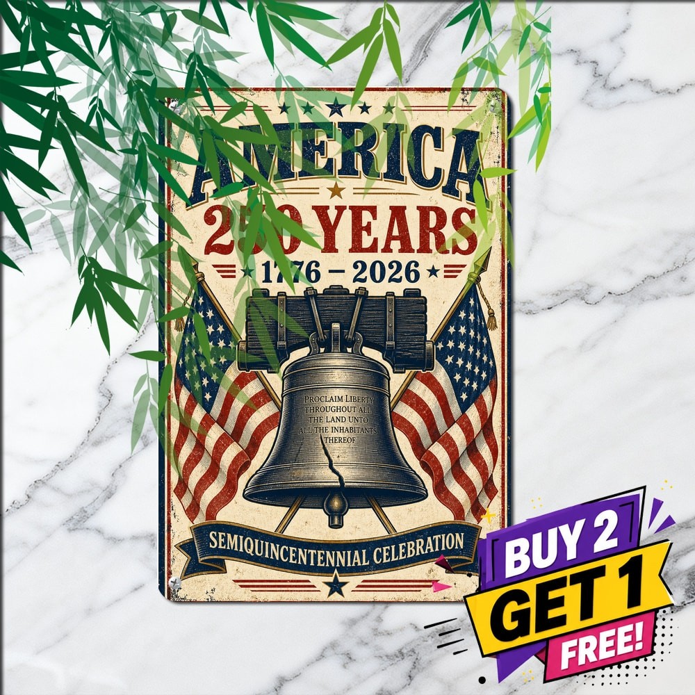 Celebrate America Anniversary Metal Sign Vintage Patriotic Wall Decor Plaque