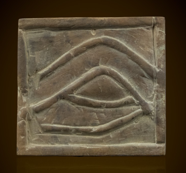 Ancient Egyptian Water Symbol Relief Three Waves Stone Rare Antique BC
