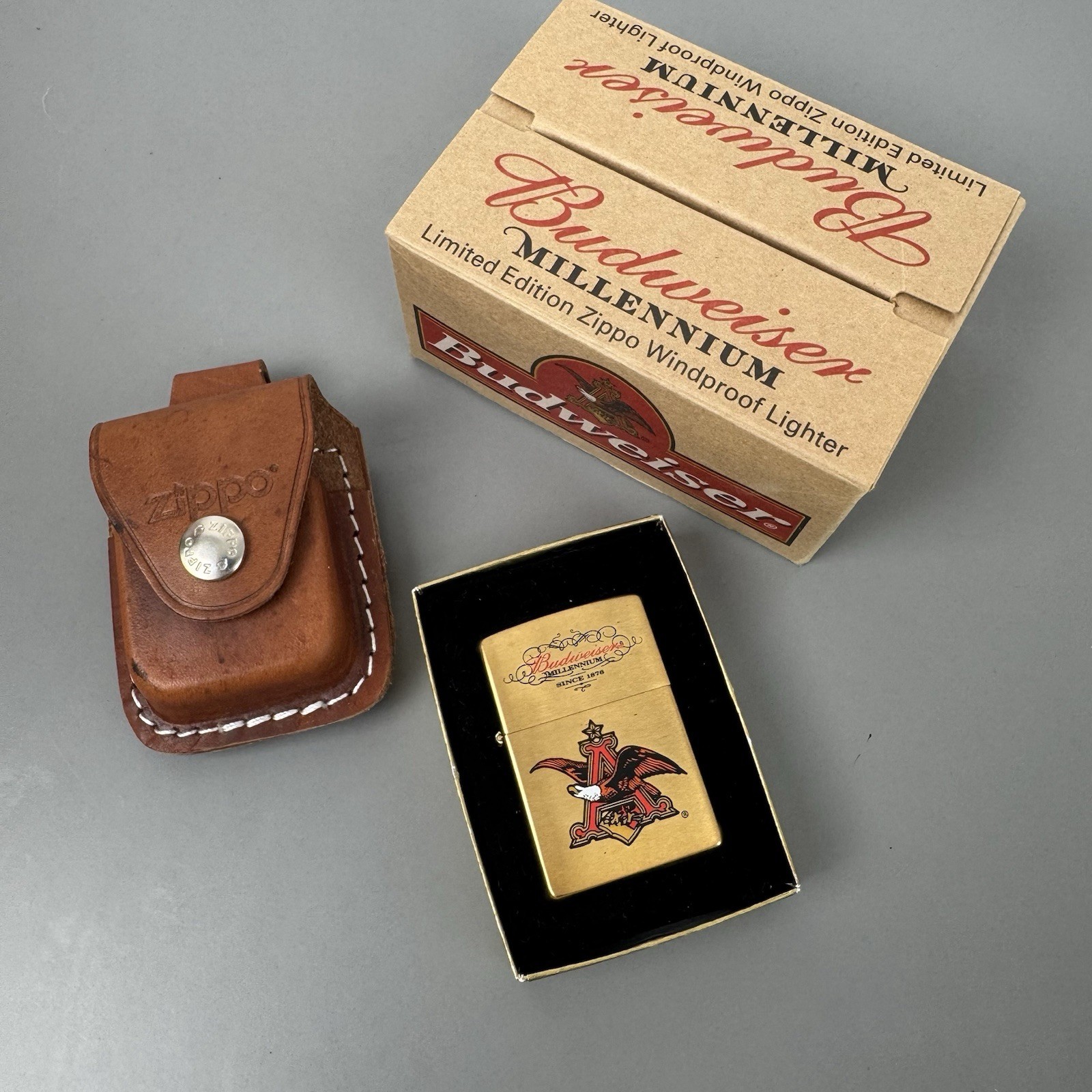 Zippo 2000 Budweiser Millennium Limited Edition Brass Lighter New w Case