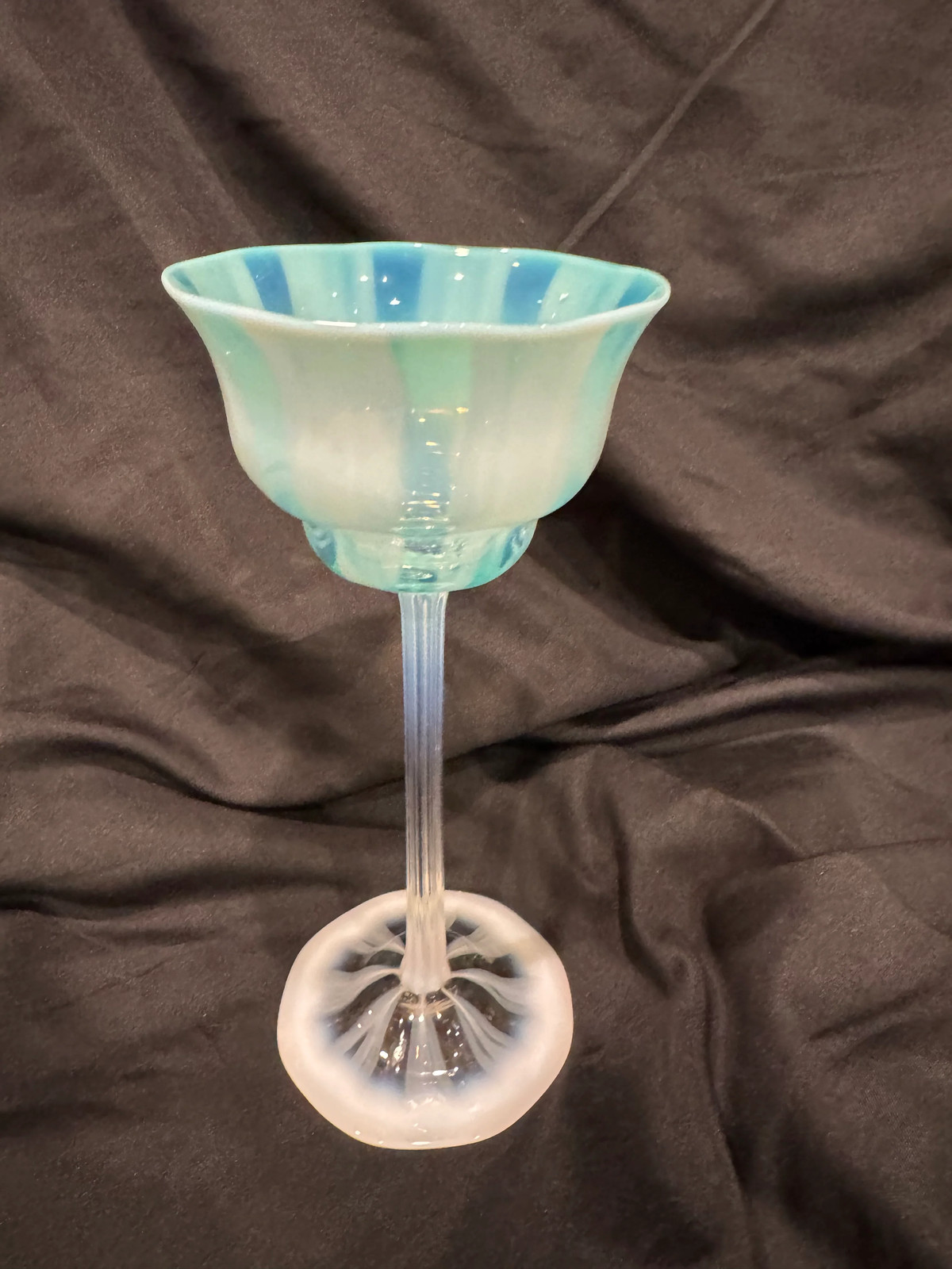 Signed Pastel Opalescent Goblet by Louis Comfort Tiffany / Tiffany Studios -