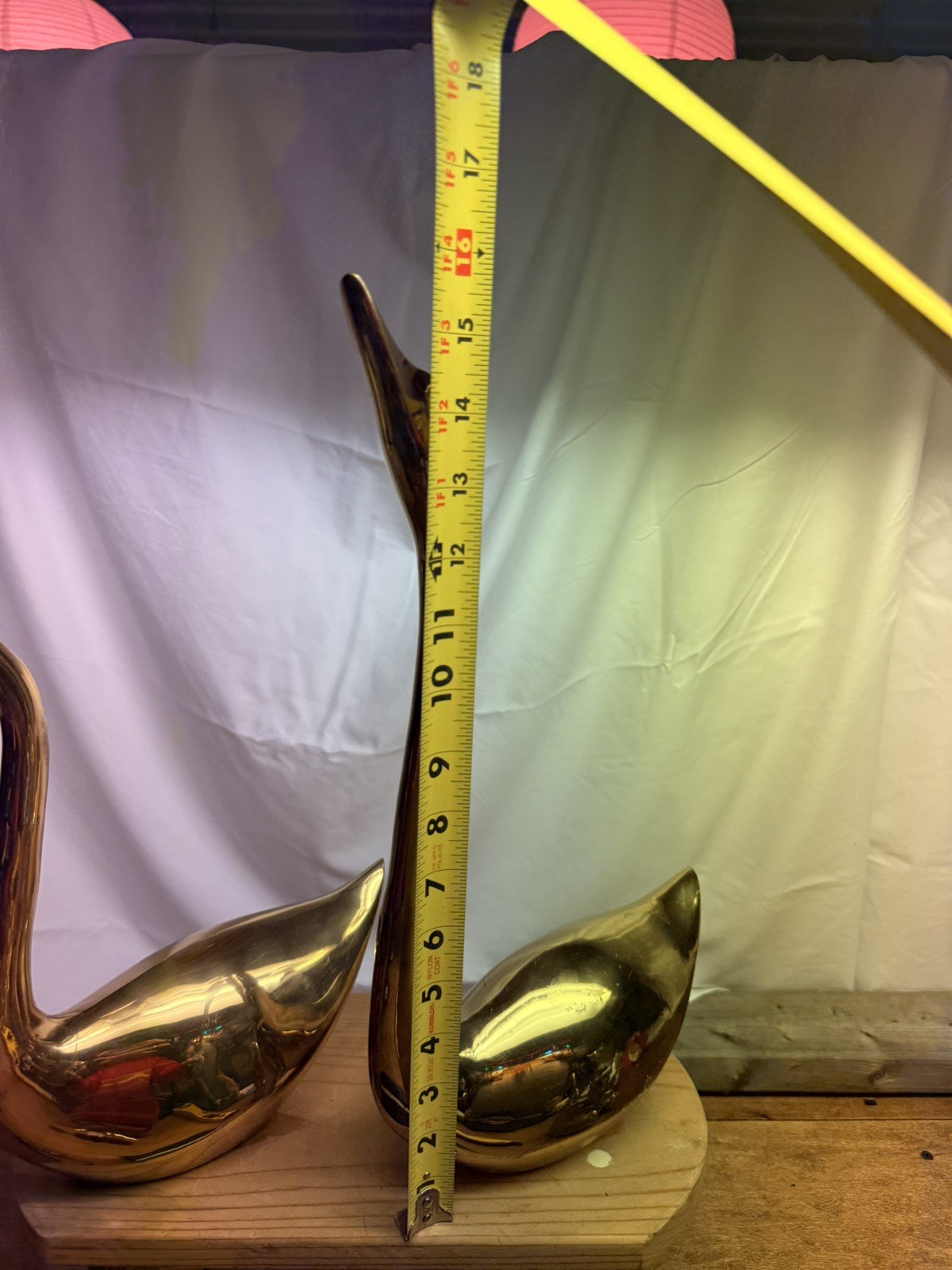 Vintage Large Brass Swans Lot Sculptures MCM Reaching 15in And 10” Cottagecore
