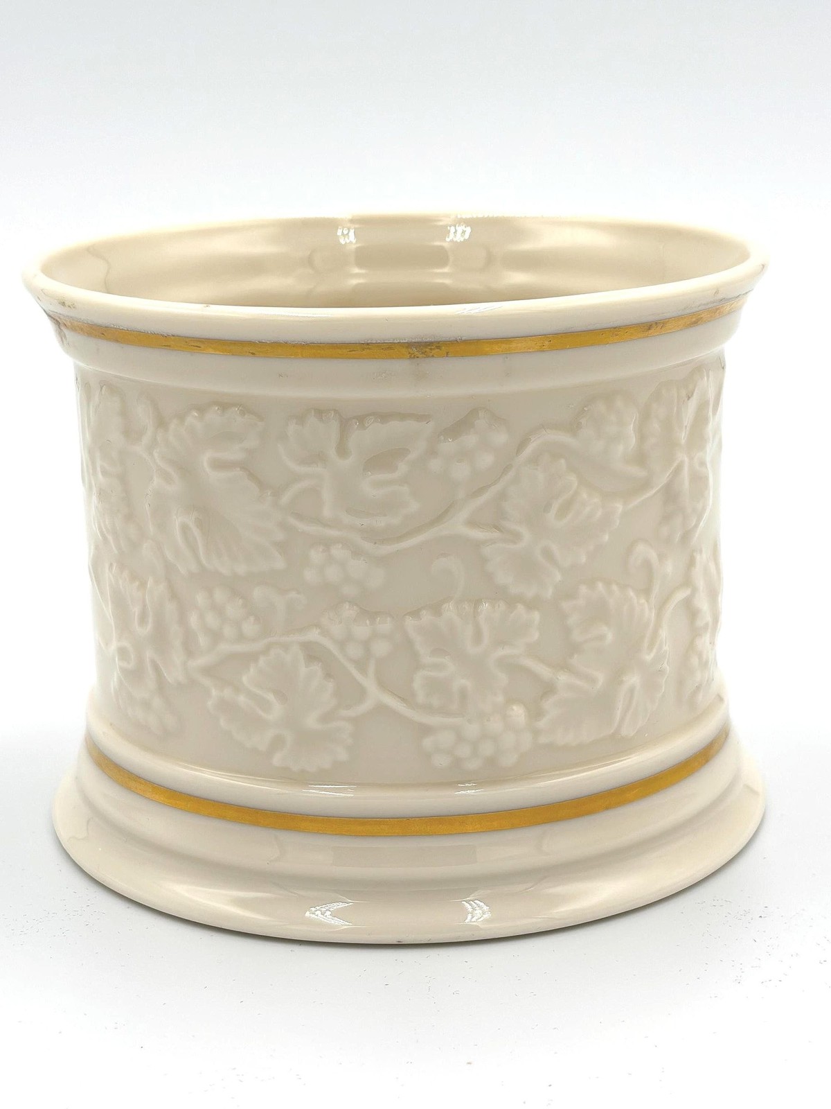 VTG Lenox Ivory Fine China Grapevine Wine Bottle Holder Coaster Gold Trim USA