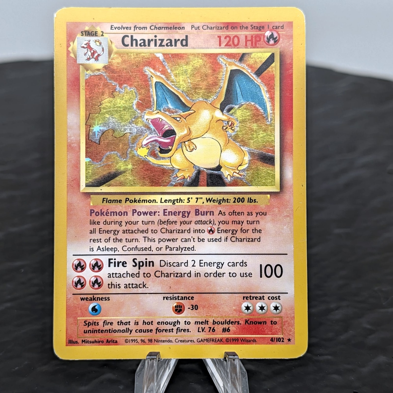 Pokemon Charizard 4/102 Base Set Holo Unlimited 1999 WOTC TCG Rare MP ✨