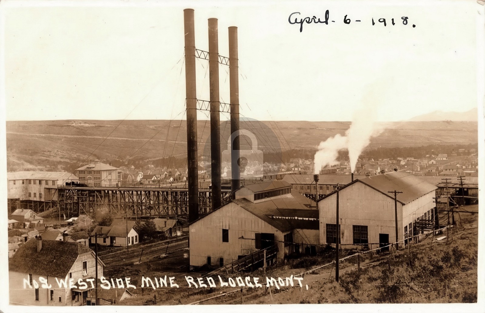 West Side Mine Red Lodge Montana MT 1918 RPPC Photo Postcard COPY