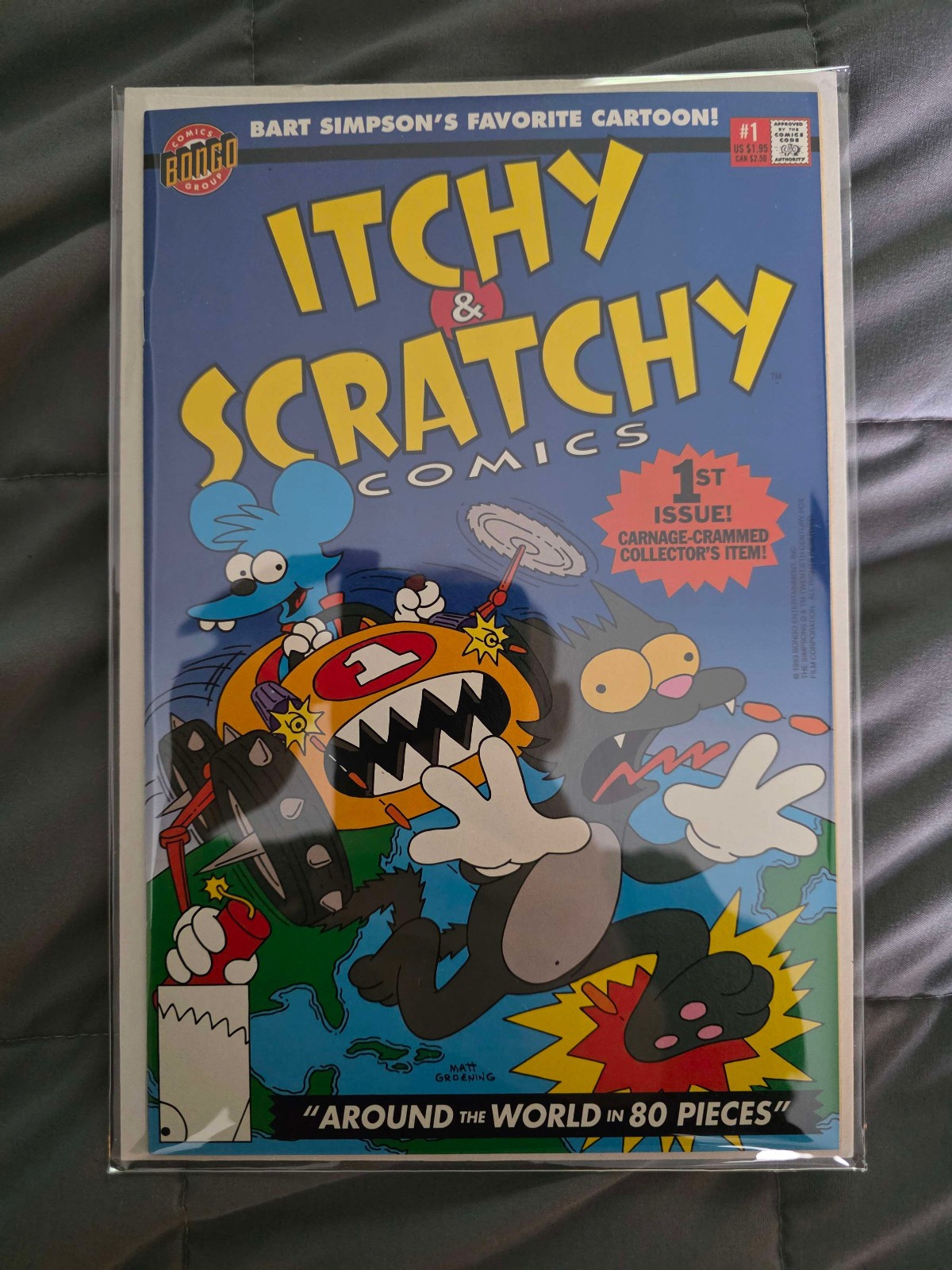 Itchy and Scratchy comic 1 BARTCODE Edition HTF HIGH GRADE POSSIBLE  (a) RARE