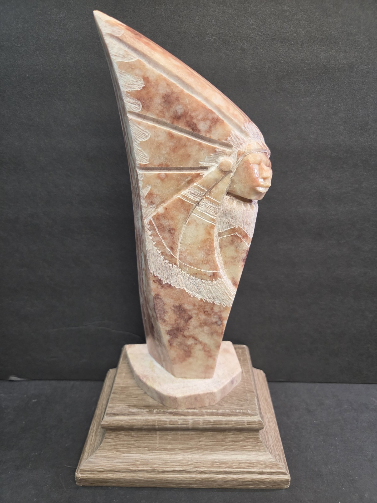 Navajo Native American Alabaster Stone Sculpture Figure Signed