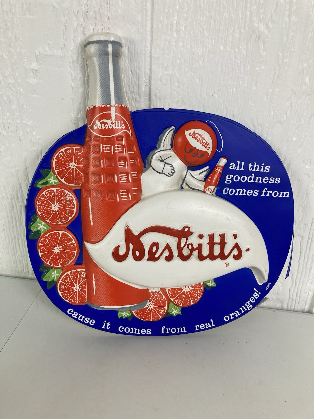 Vintage Nesbitt's Orange Soda Plastic 3D Advertising Sign 1950s Rare 